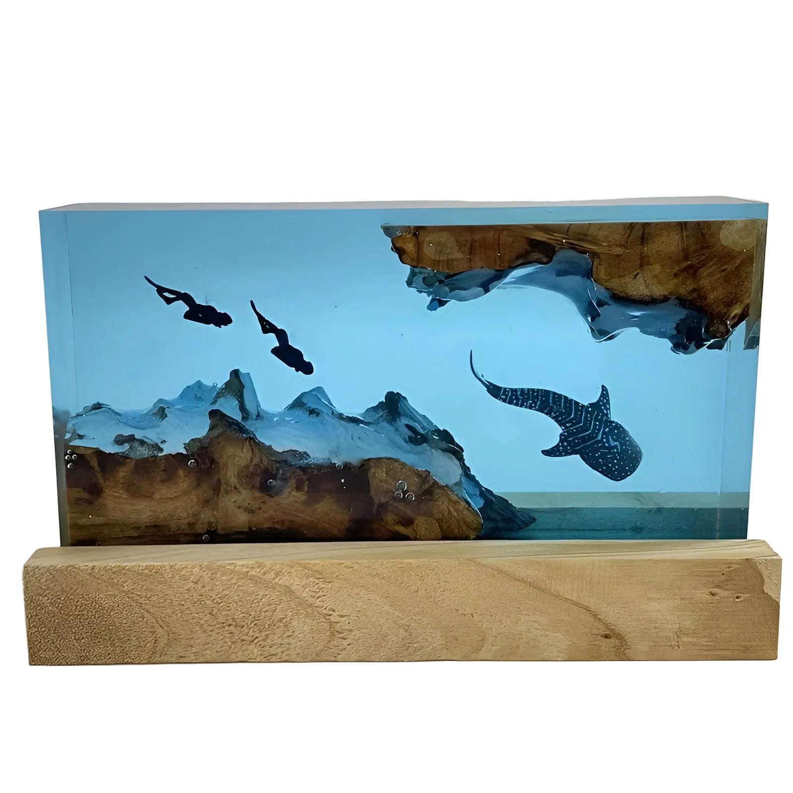 Lampe Résine de Noyer Artisanale LED | Veilleuse Décorative Chambre Unique