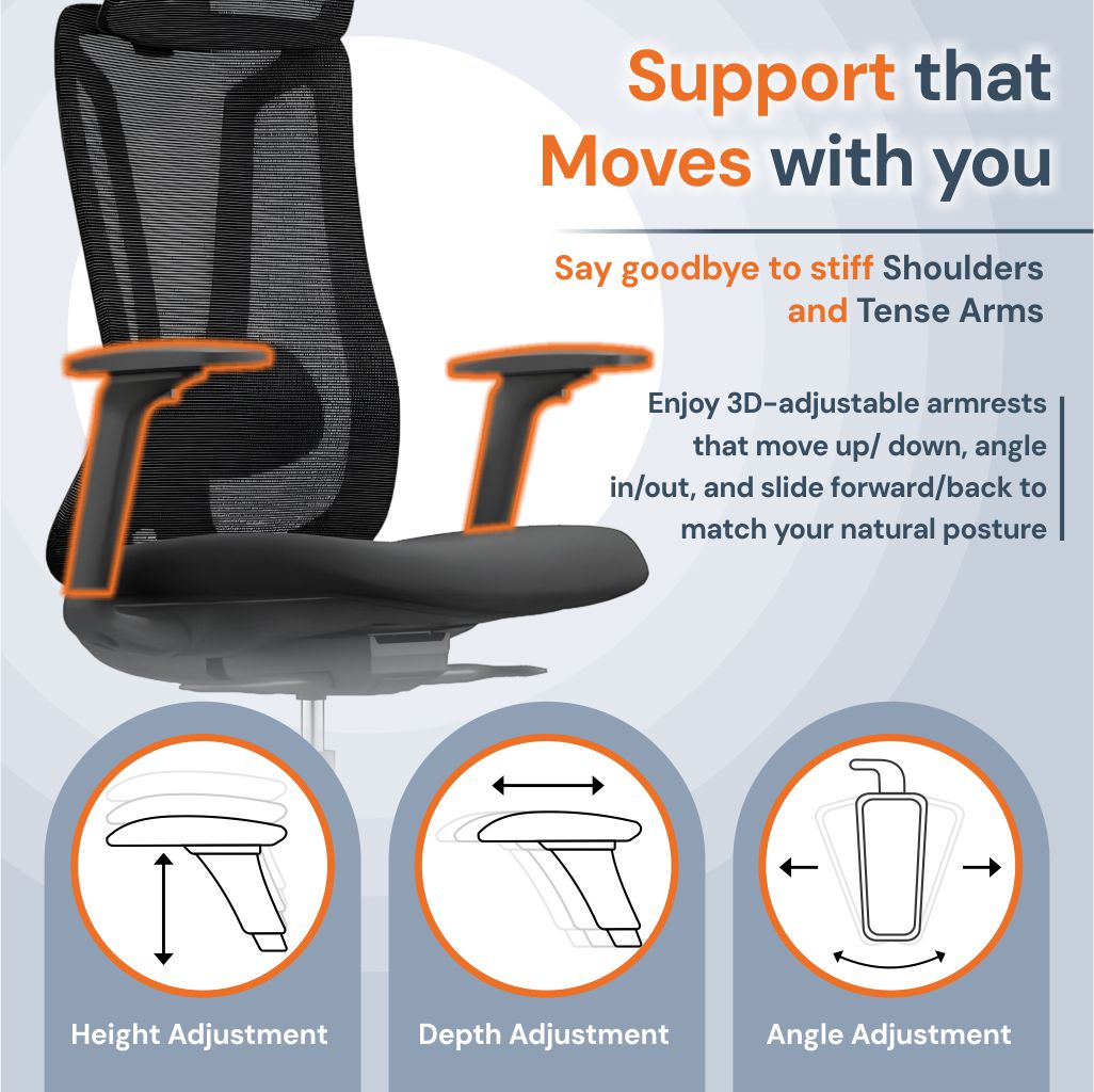 Chaise de Bureau Ergonomique Maille Premium avec Soutien Lombaire