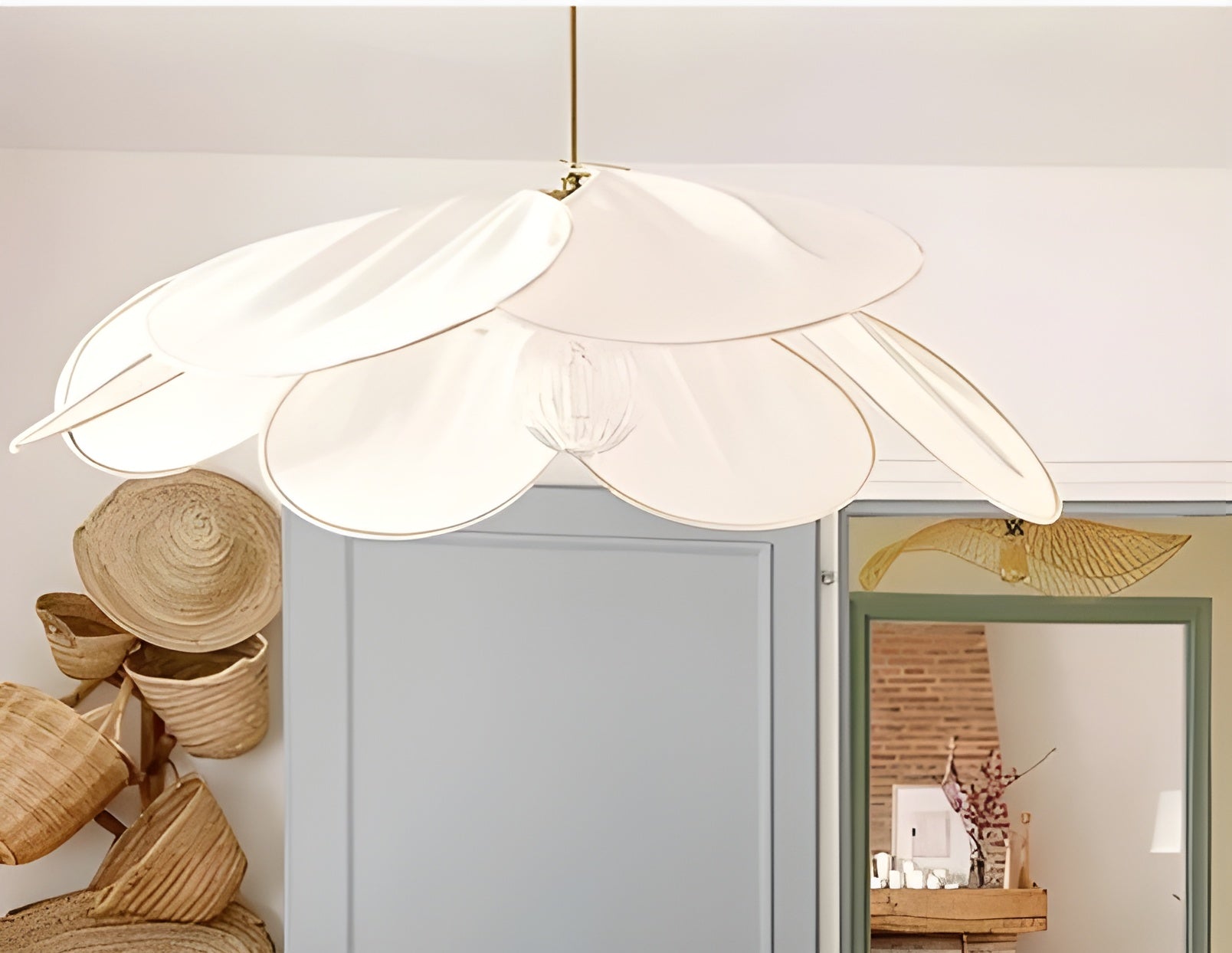 Suspension Tissu Fleurs Décorative Moderne | Salon Cosy Café ou Kaki 50×100cm