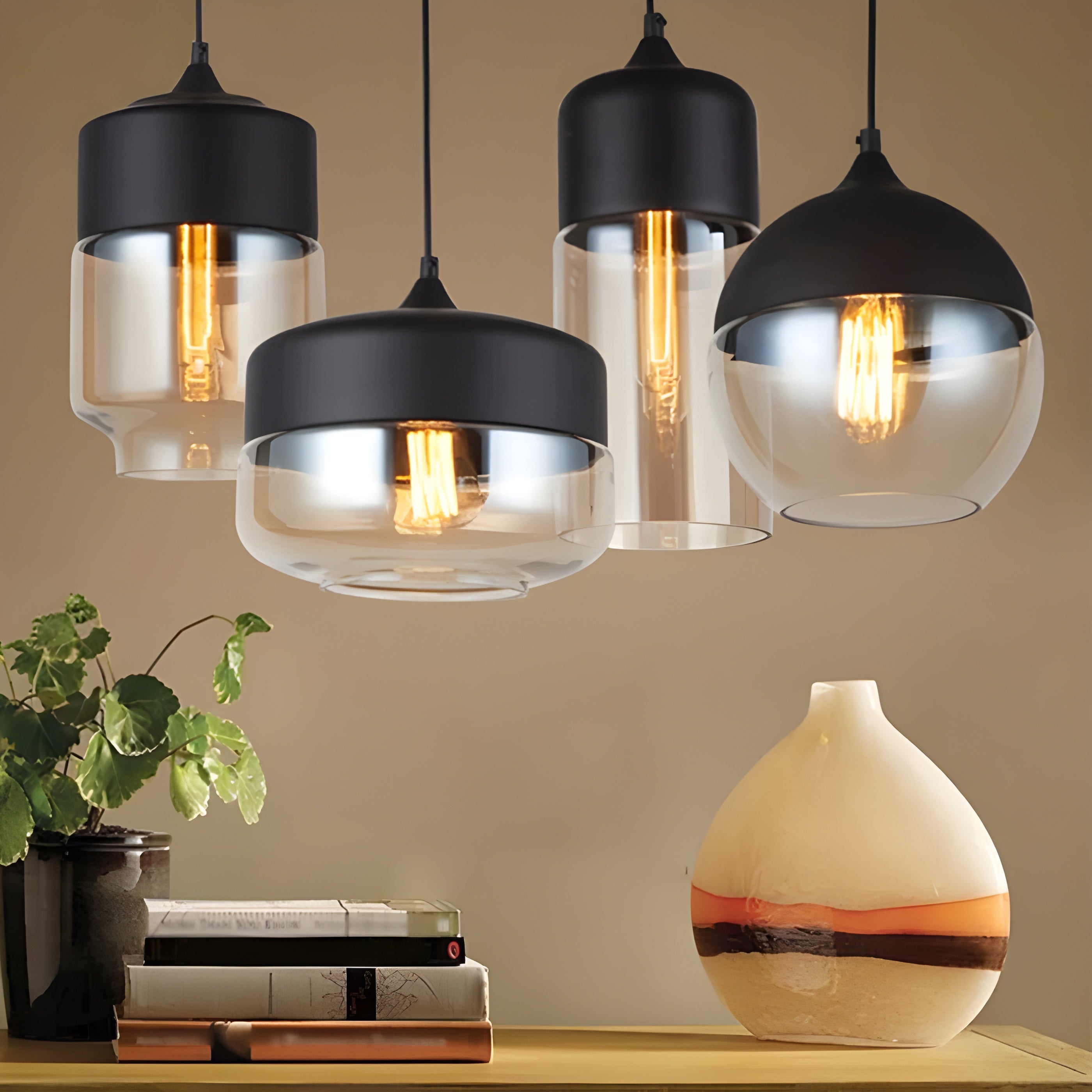 RusticLuxe Suspension Bois Vintage Luxe | Boule ou Cylindre pour Salon