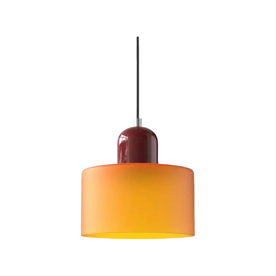 Suspension Cylindre Verre Élégant Salon | Orange et Rouge Lumière Chaude
