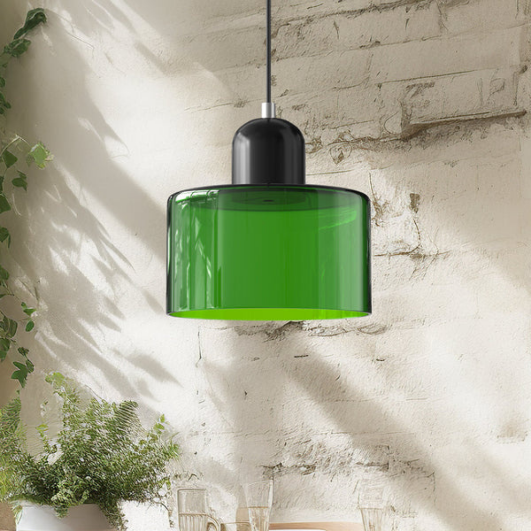 Suspension Cylindre Verre Élégant Salon | Orange et Rouge Lumière Chaude