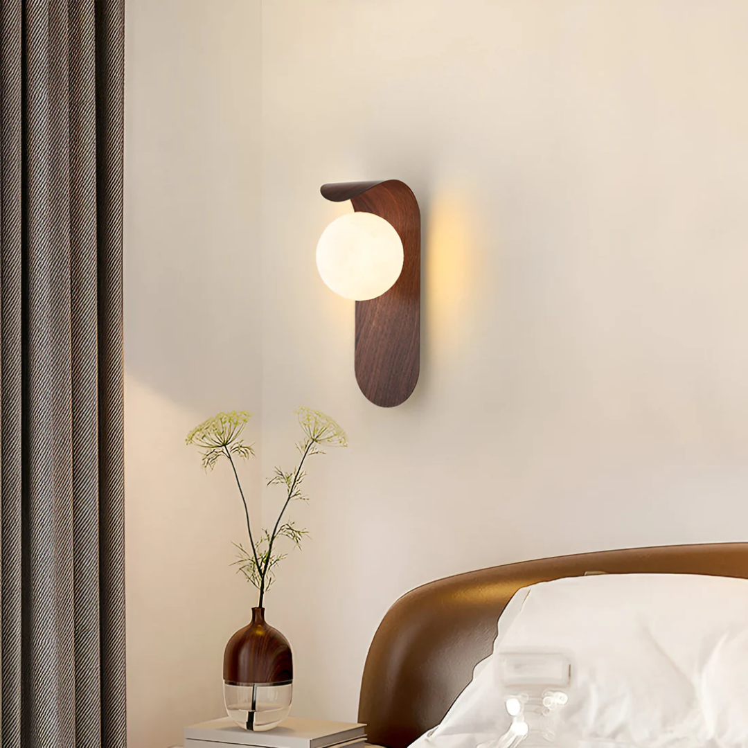 Applique Bois Globe Scandinave Minimaliste | Lumière Chaude ou Froide