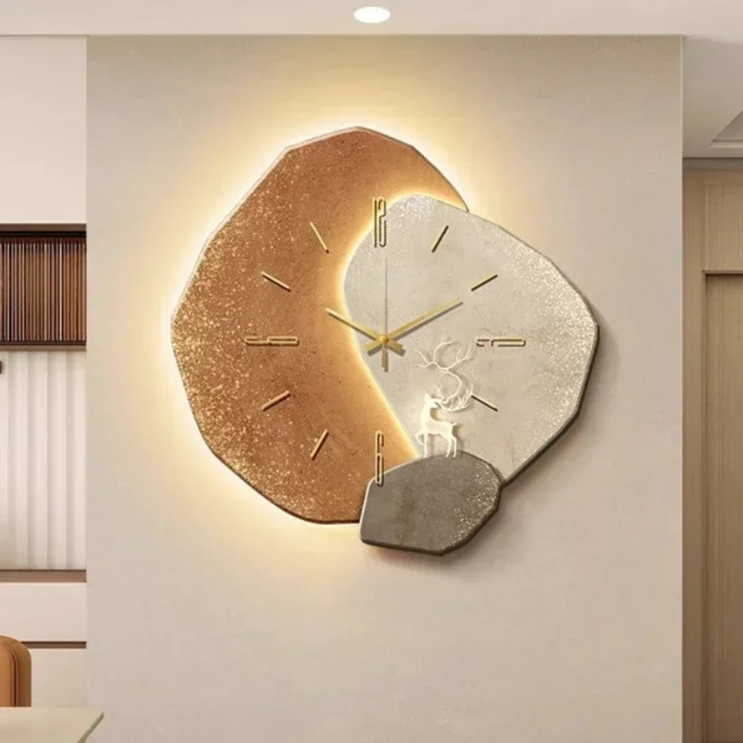 Horloge Murale LED Bois Scandinave | Décoration et Lumière pour Salon et Bureau
