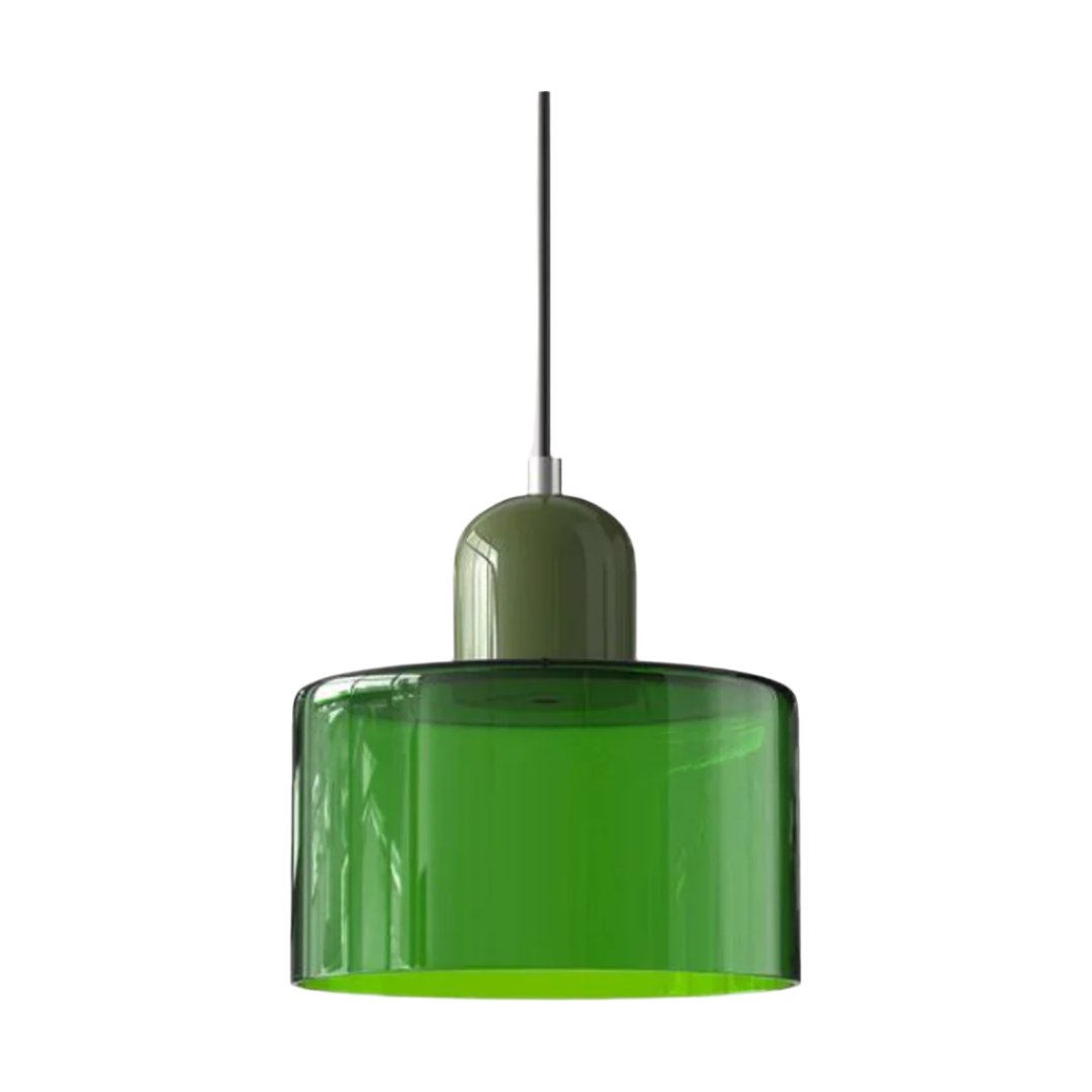 Suspension Cylindre Verre Élégant Salon | Orange et Rouge Lumière Chaude