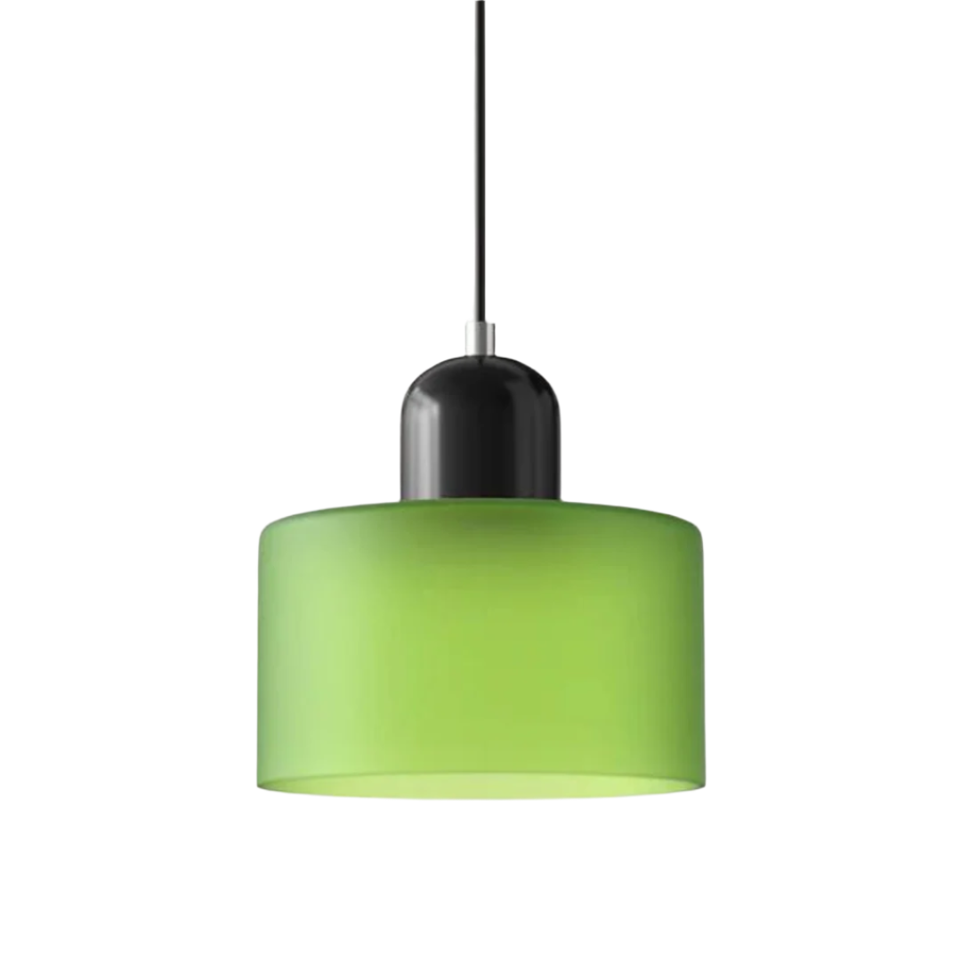 Suspension Cylindre Verre Élégant Salon | Orange et Rouge Lumière Chaude