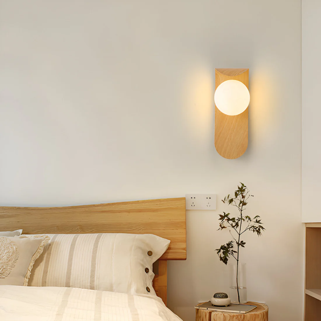 Applique Bois Globe Scandinave Minimaliste | Lumière Chaude ou Froide
