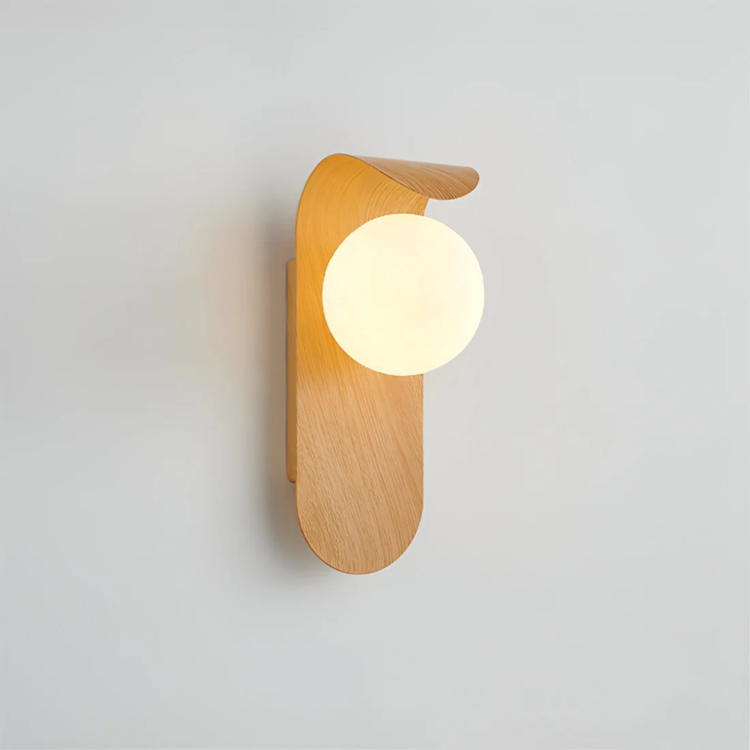 Applique Bois Globe Scandinave Minimaliste | Lumière Chaude ou Froide