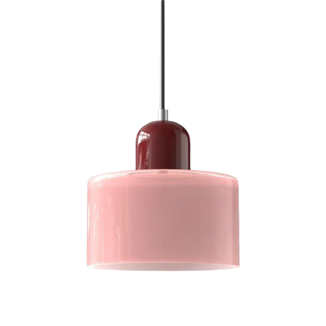 Suspension Cylindre Verre Élégant Salon | Orange et Rouge Lumière Chaude