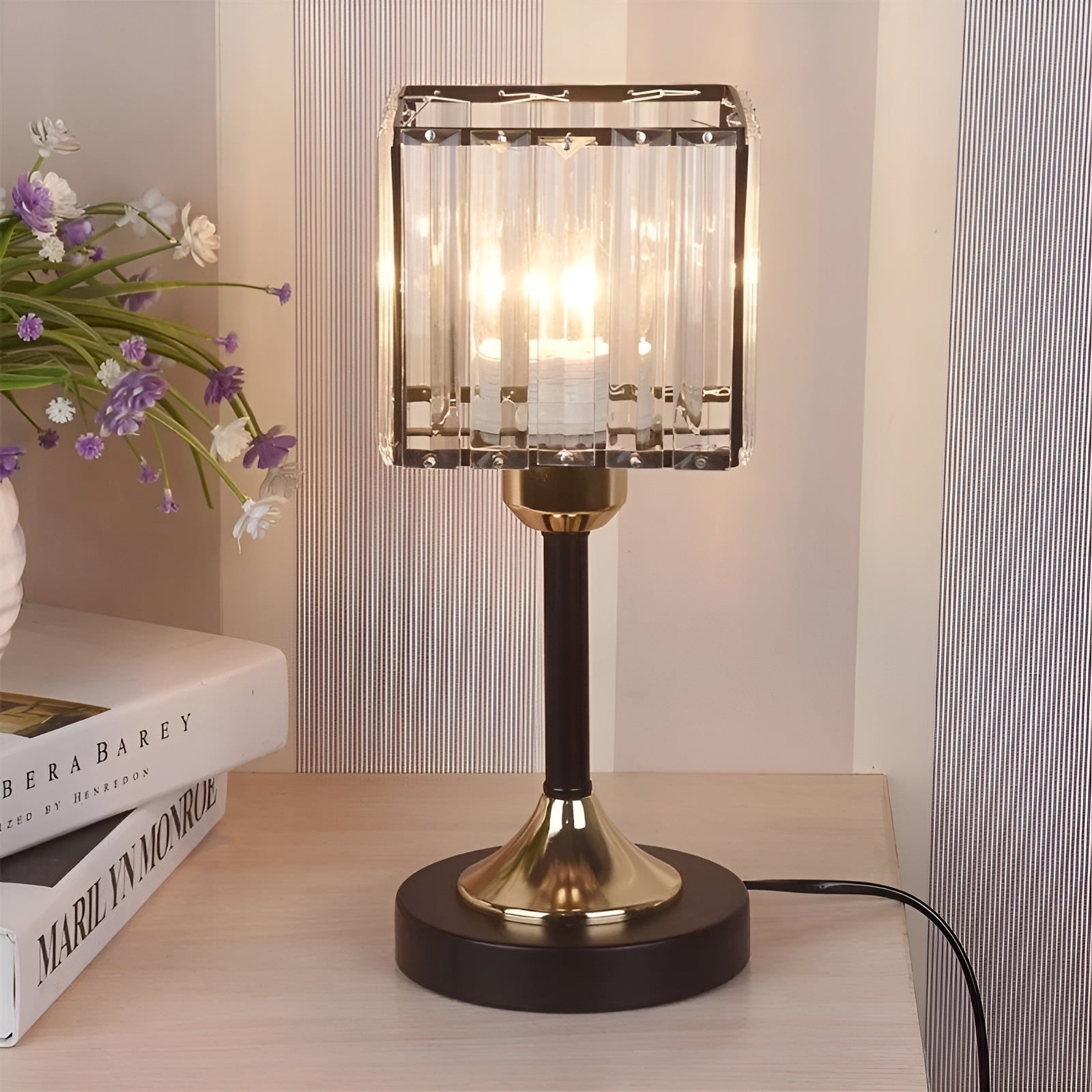 GlowGem Lampe Cristal Nordic LED USB Scintillante | Noir Rond ou Autres Formes