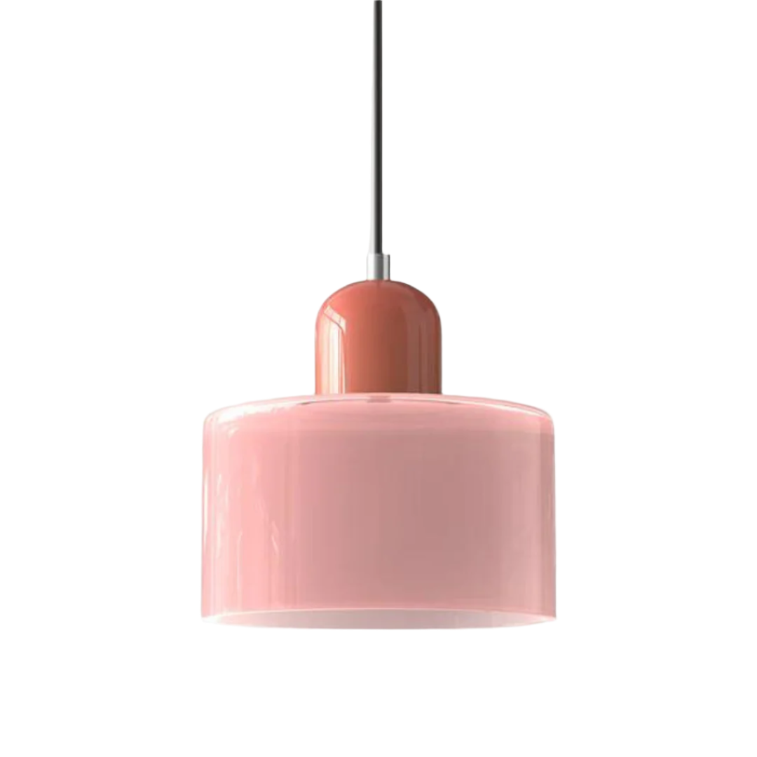 Suspension Cylindre Verre Élégant Salon | Orange et Rouge Lumière Chaude