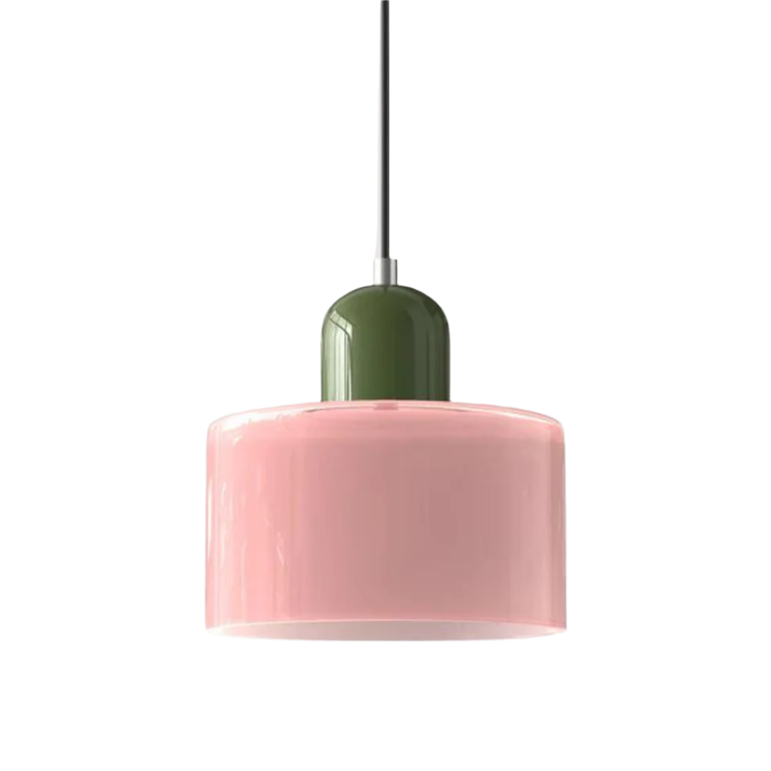 Suspension Cylindre Verre Élégant Salon | Orange et Rouge Lumière Chaude
