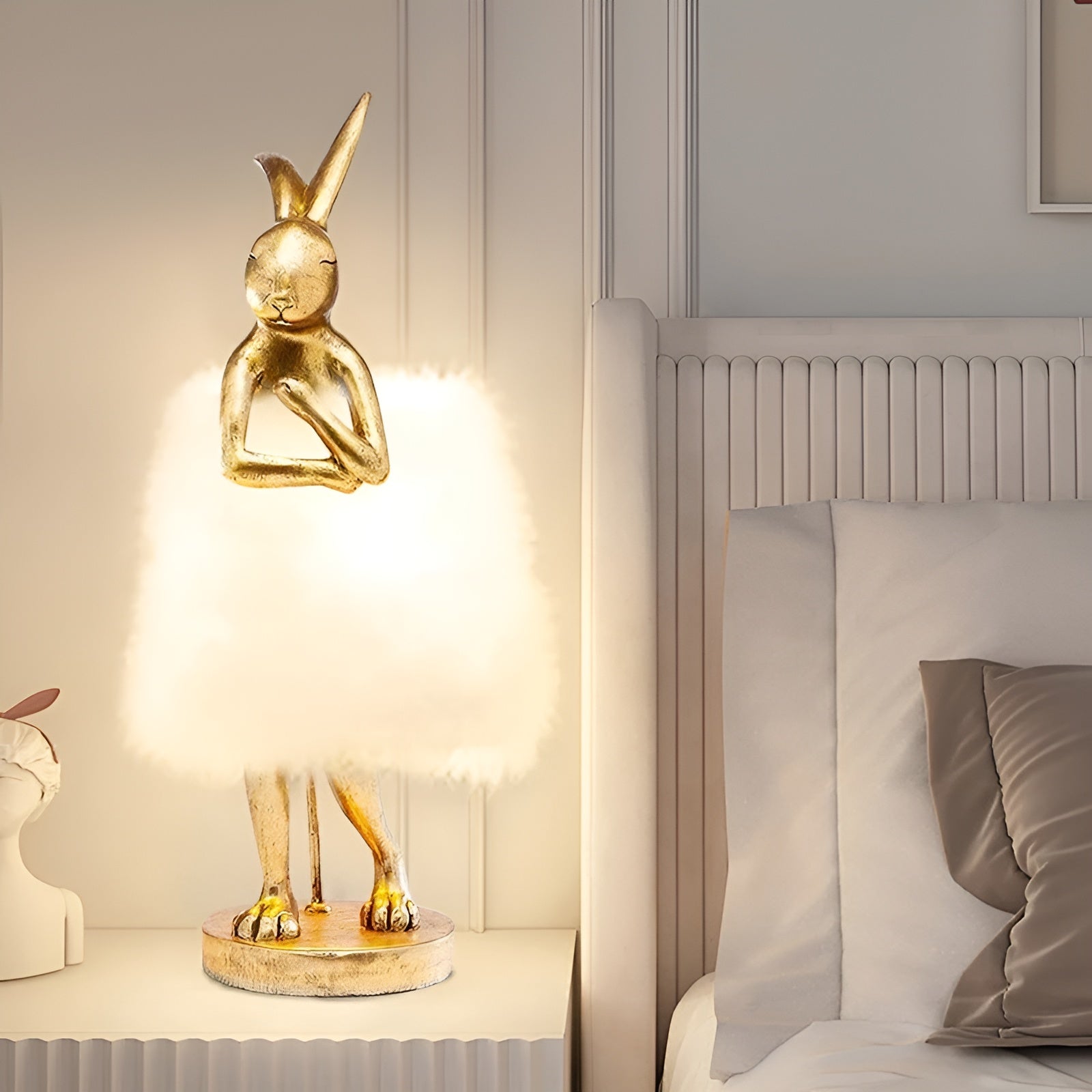 FluffRabbit Lampe Lapin Élégant Plume | Décorative Douce pour Chambre