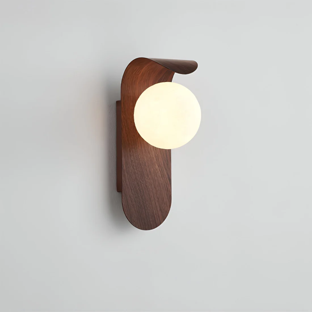 Applique Bois Globe Scandinave Minimaliste | Lumière Chaude ou Froide