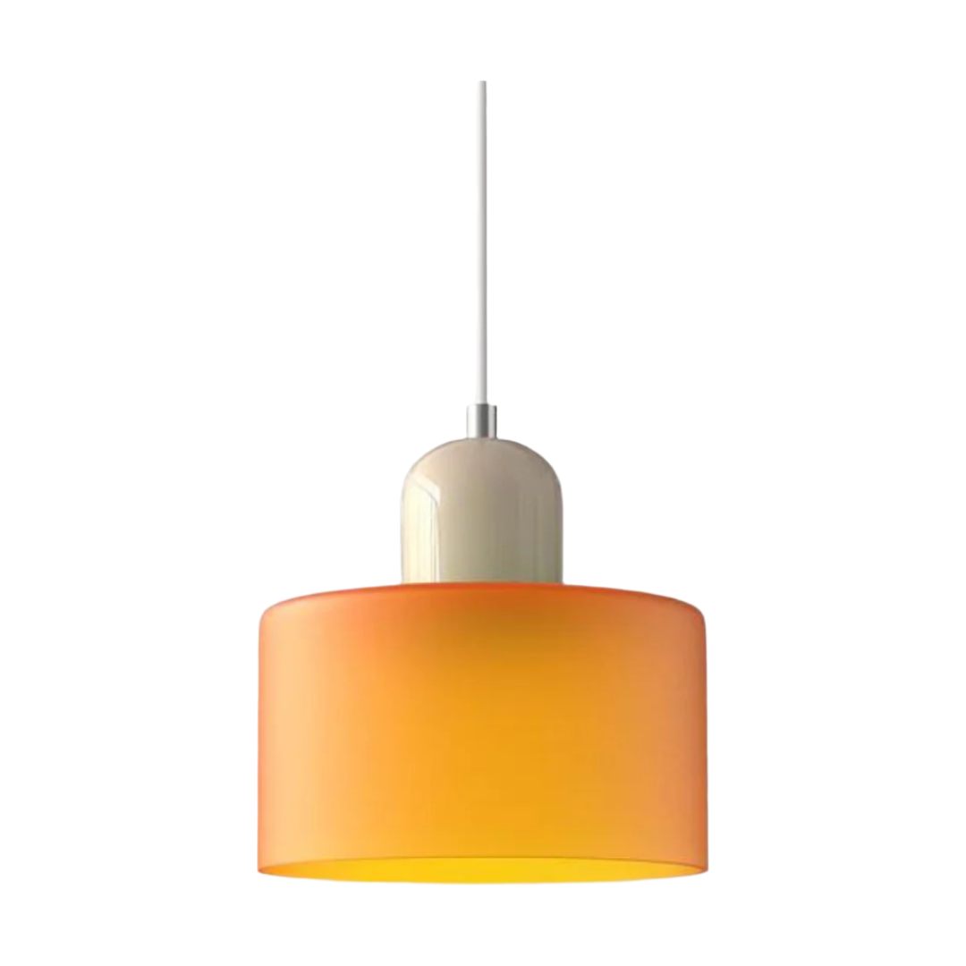 Suspension Cylindre Verre Élégant Salon | Orange et Rouge Lumière Chaude