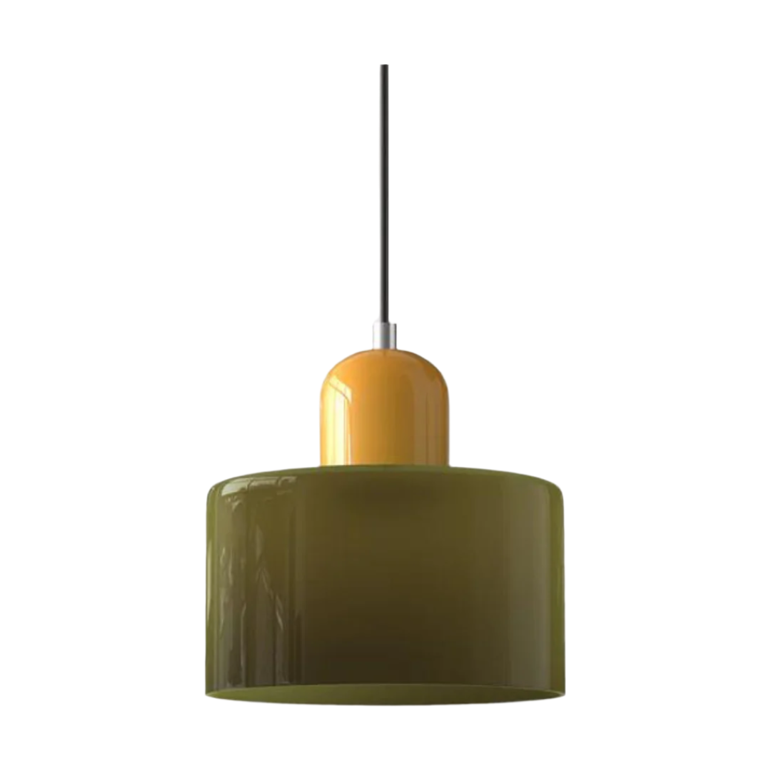 Suspension Cylindre Verre Élégant Salon | Orange et Rouge Lumière Chaude