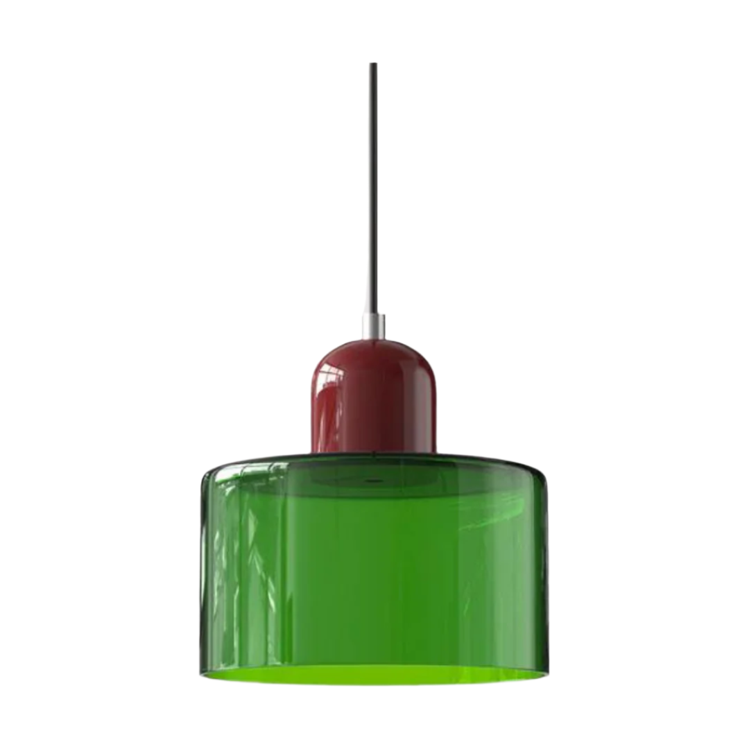 Suspension Cylindre Verre Élégant Salon | Orange et Rouge Lumière Chaude