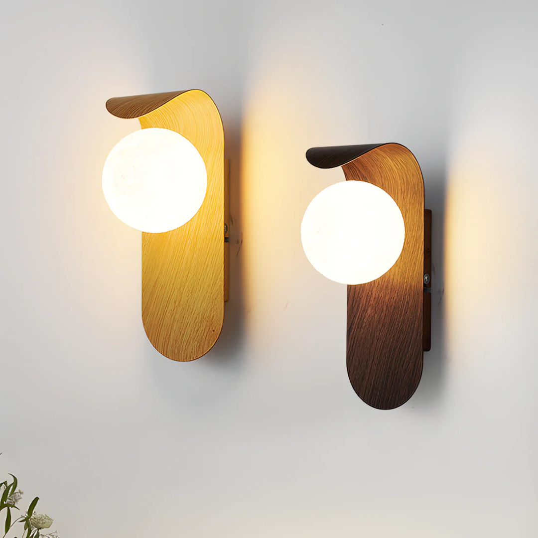 Applique Bois Globe Scandinave Minimaliste | Lumière Chaude ou Froide