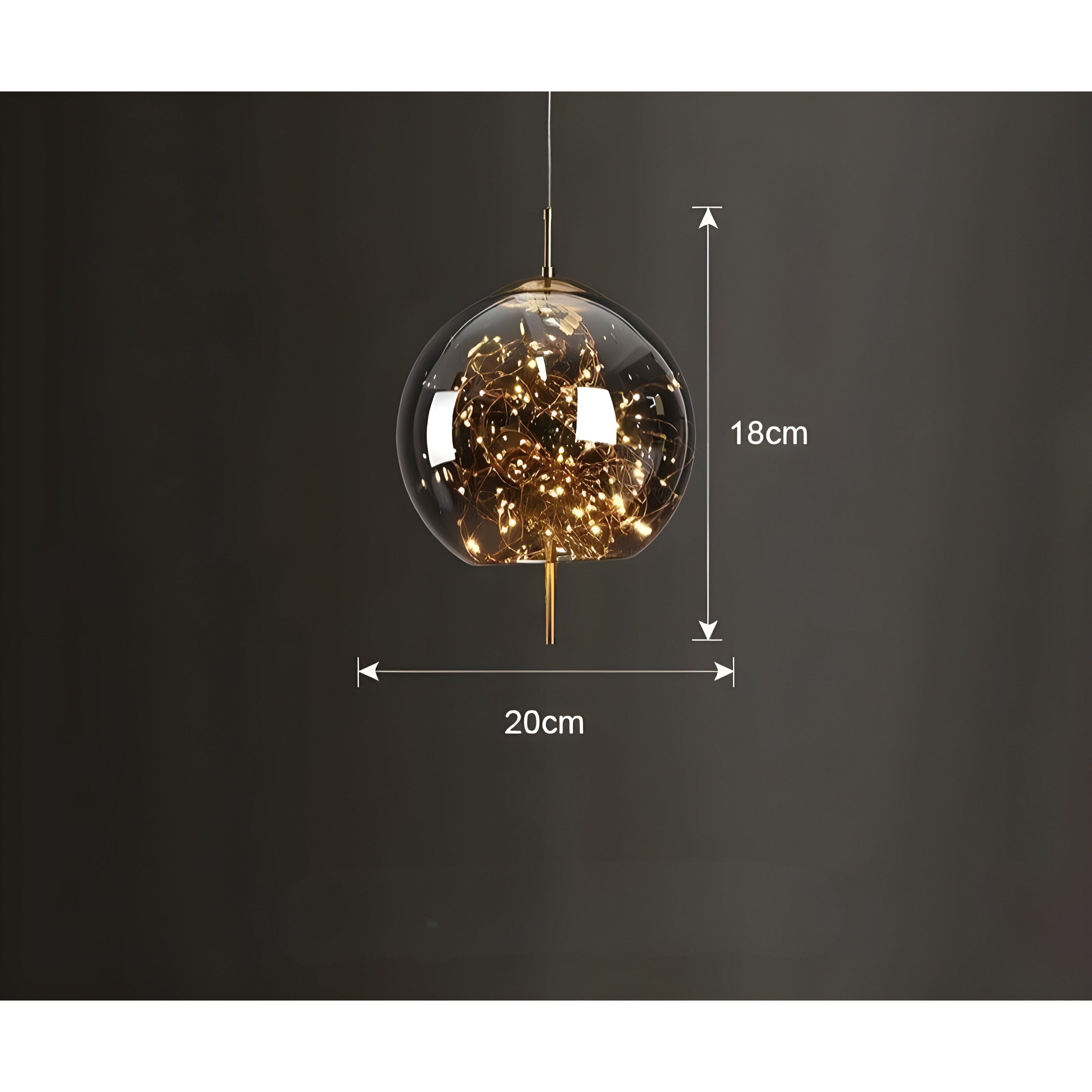 CrystalBeam Suspension LED Effet Étoile Scintillante | Verre Fumé Gris Froid