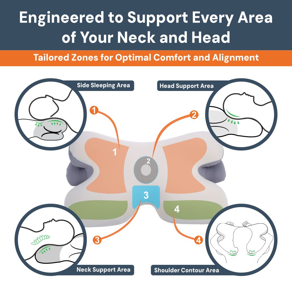 Oreiller Cervical Ergonomique en Mémoire de Forme — Réveil Sans Douleur
