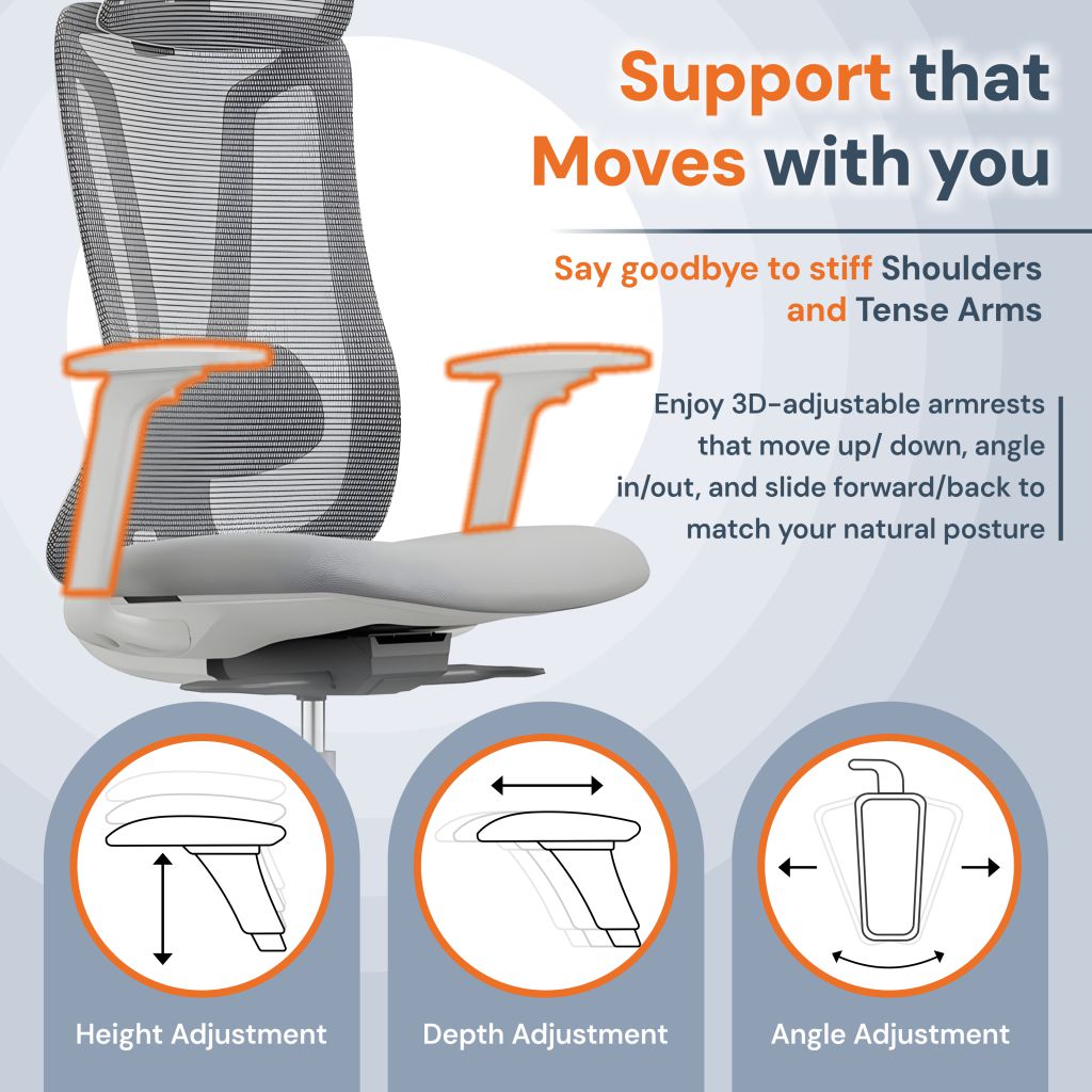 Chaise de Bureau Ergonomique Maille Premium avec Soutien Lombaire