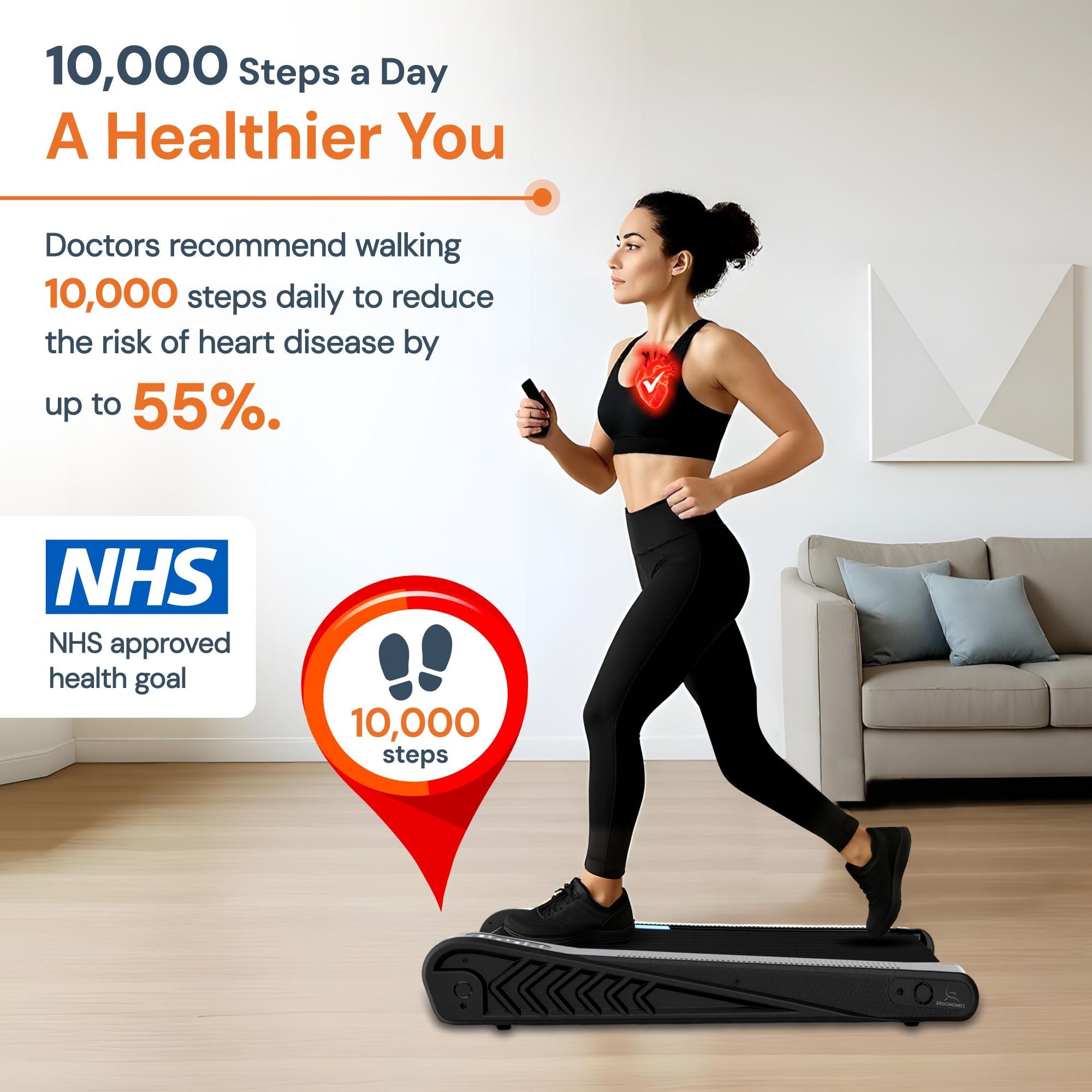 STRIDE PRO — Tapis de Marche Incliné Mini pour Bureau Debout