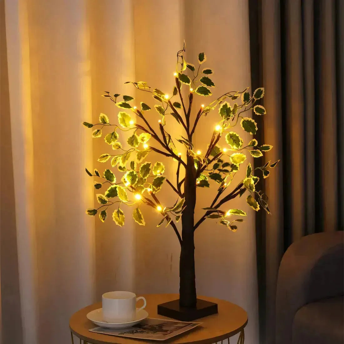 BrightTree Arbre LED Décoratif Salon | Noir avec Lumière Chaude ou Batterie