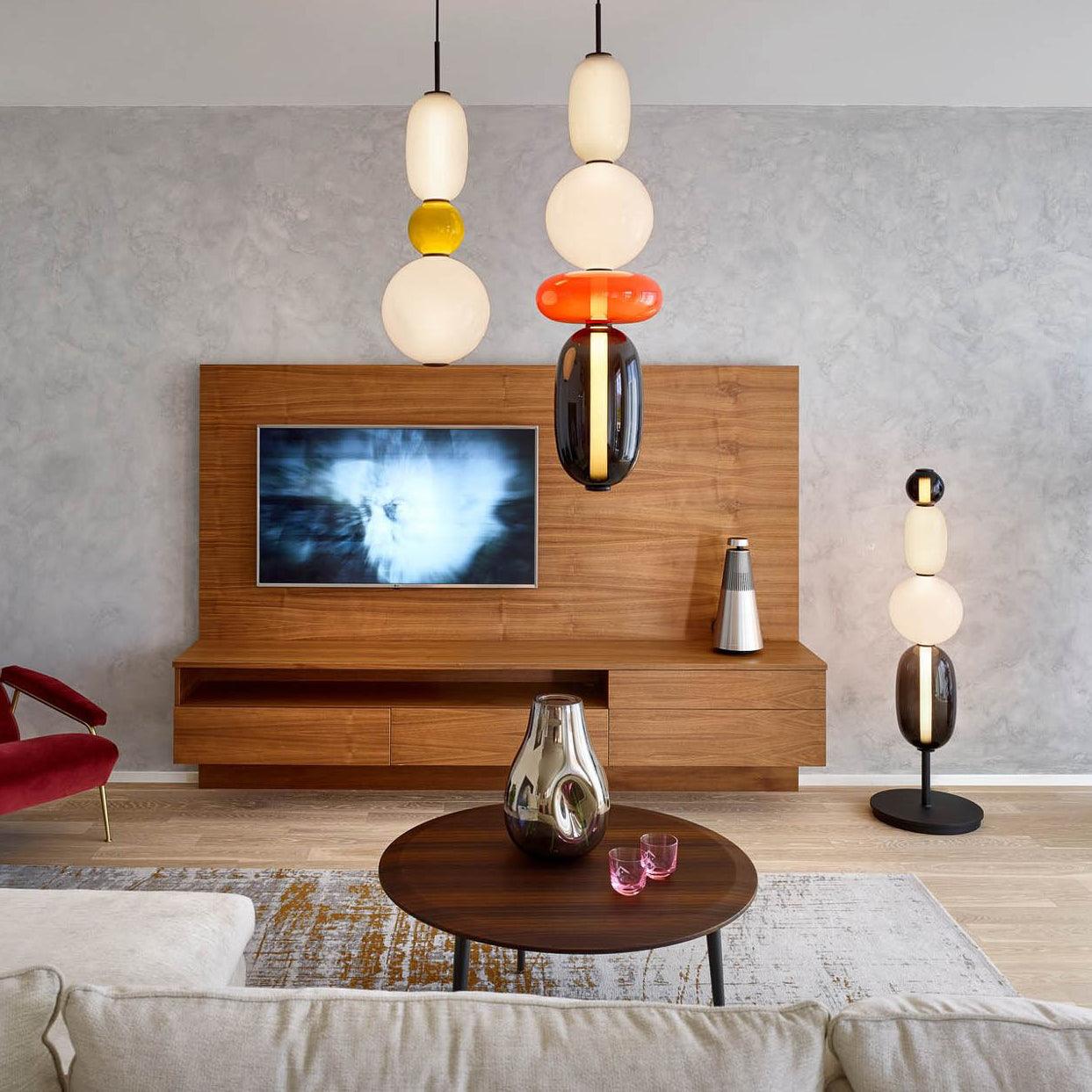 LumiSphere Suspension Verre Colorée LED Moderne | Ø16cm×H50cm Lumière Chaude