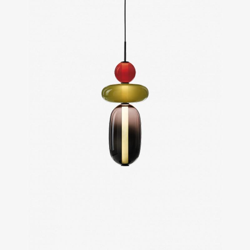 LumiSphere Suspension Verre Colorée LED Moderne | Ø16cm×H50cm Lumière Chaude