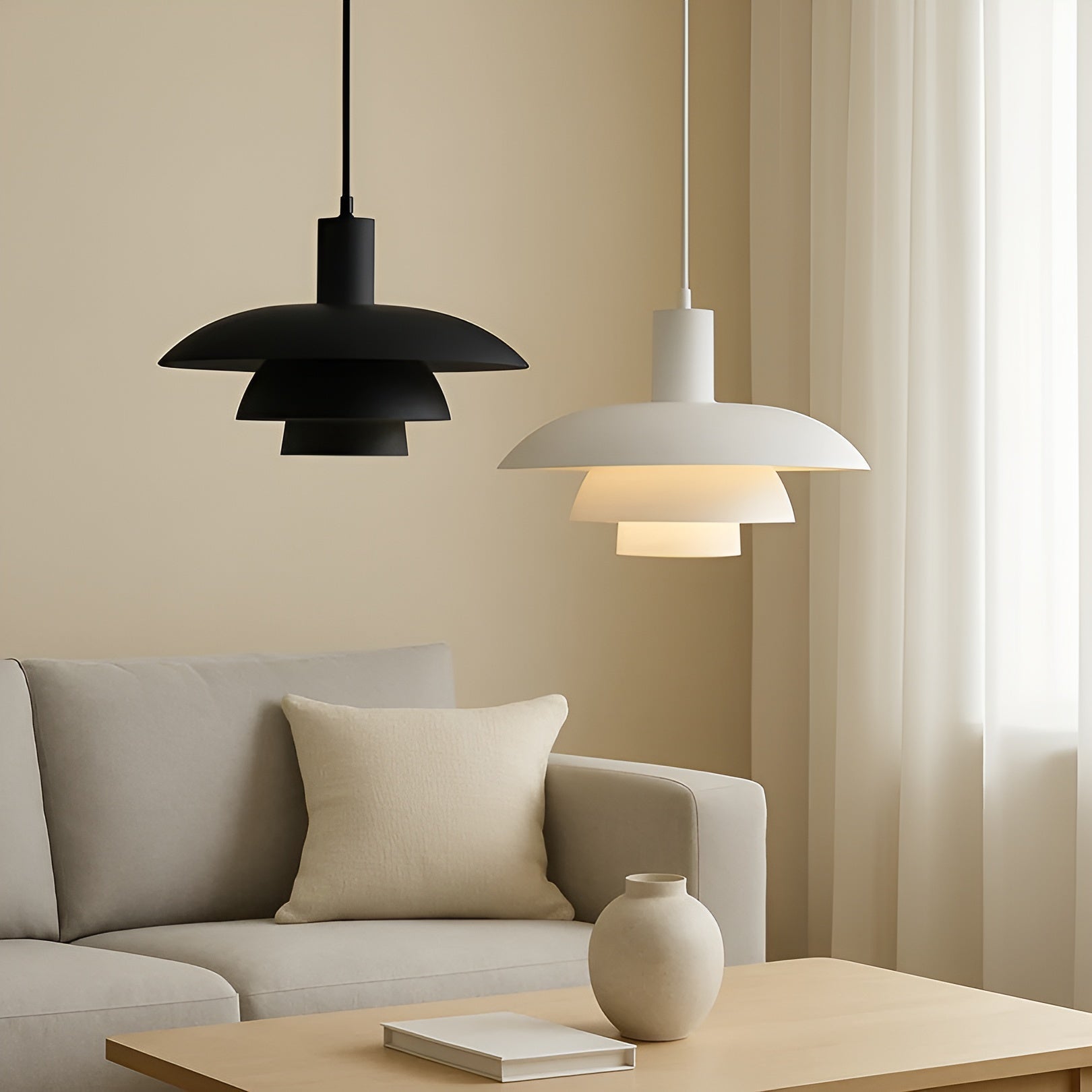 Suspension Design Danois Épurée | Noir 29cm pour Salle à Manger et Salon