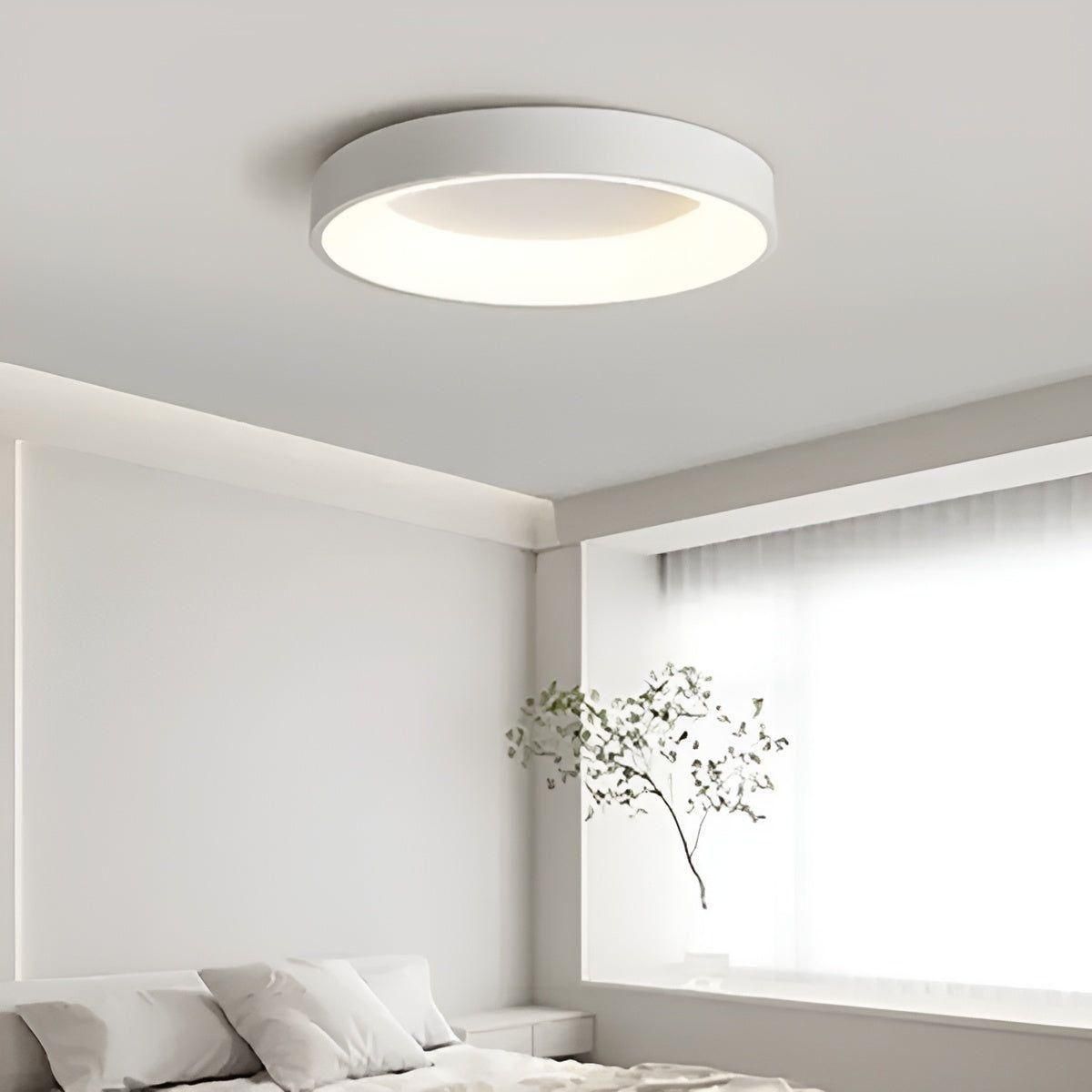 CircleGlimmer Plafonnier Rond Nordic LED | Blanc avec Lumière Chaude pour Salon