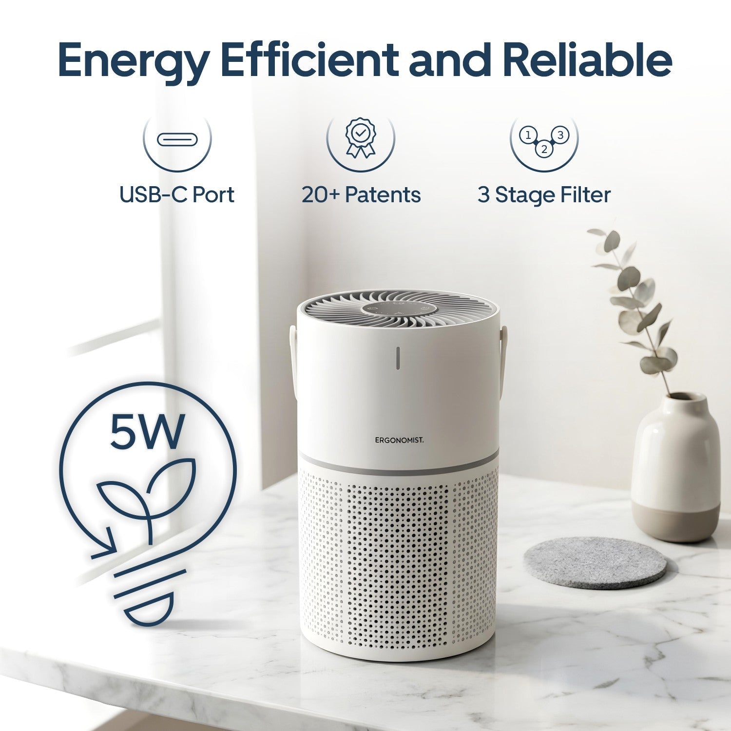 Purificateur d'Air HEPA Intelligent Atmos — Idéal Allergie et Asthme