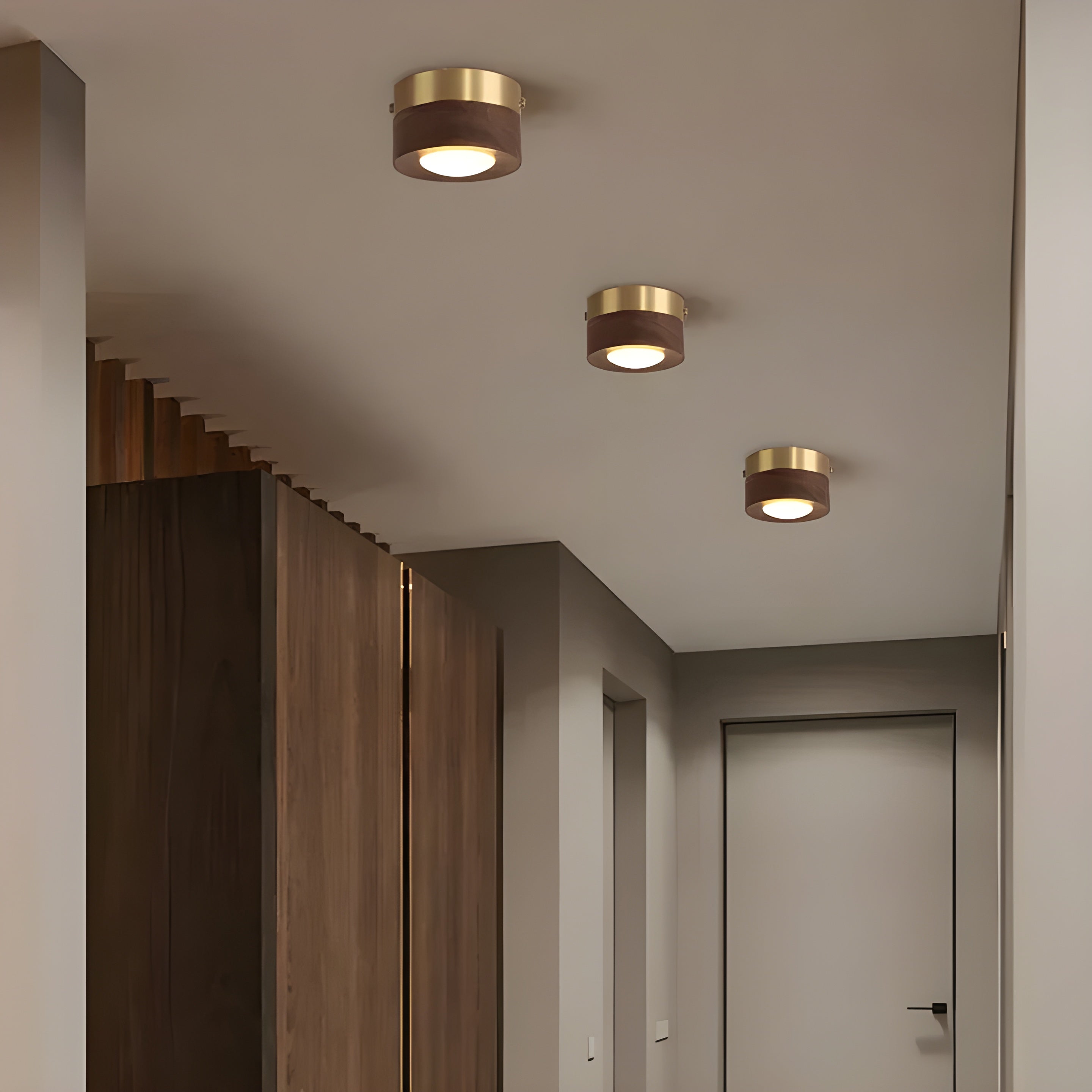 WalnutLume Plafonnier LED Noyer Moderne | Frêne B pour Salon et Séjour