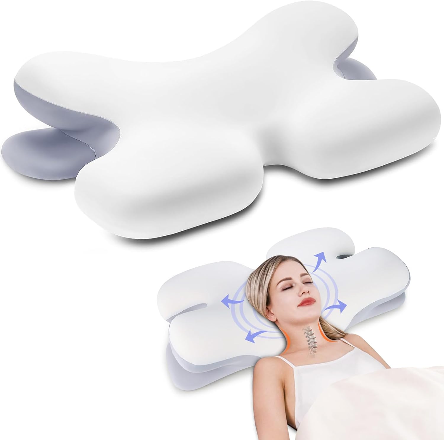 Oreiller Cervical Ergonomique en Mémoire de Forme — Réveil Sans Douleur