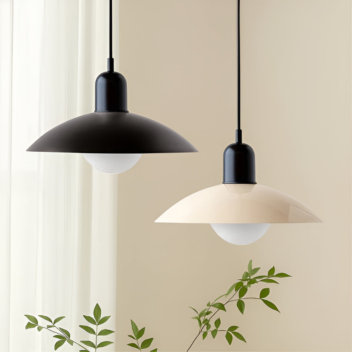 Macaron Suspension Scandinave Pastel Réglable | Blanc et Rose pour Salon
