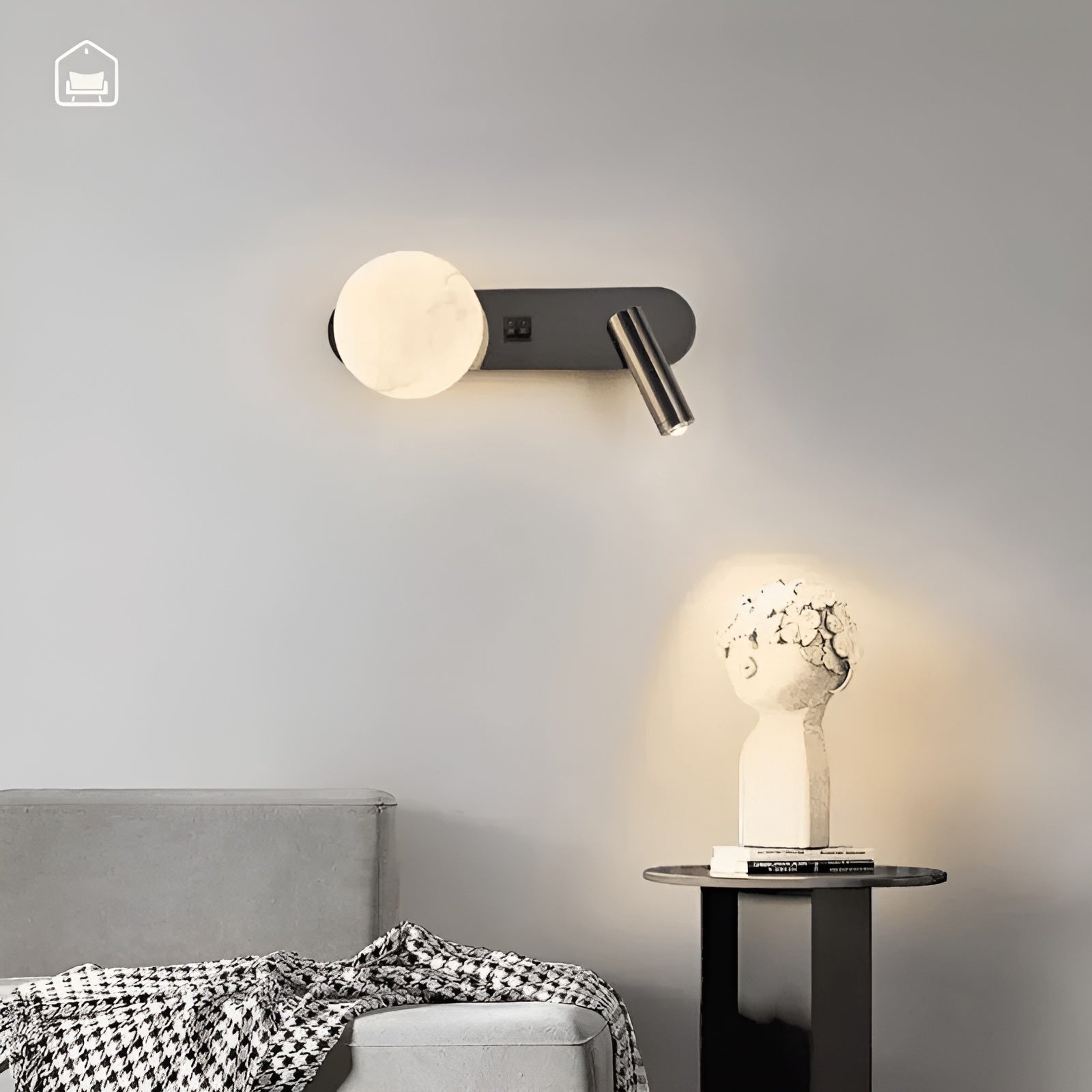 Applique Luxe Élégante Minimaliste | Salon Couloir et Chevet Noir Gauche ou Droite