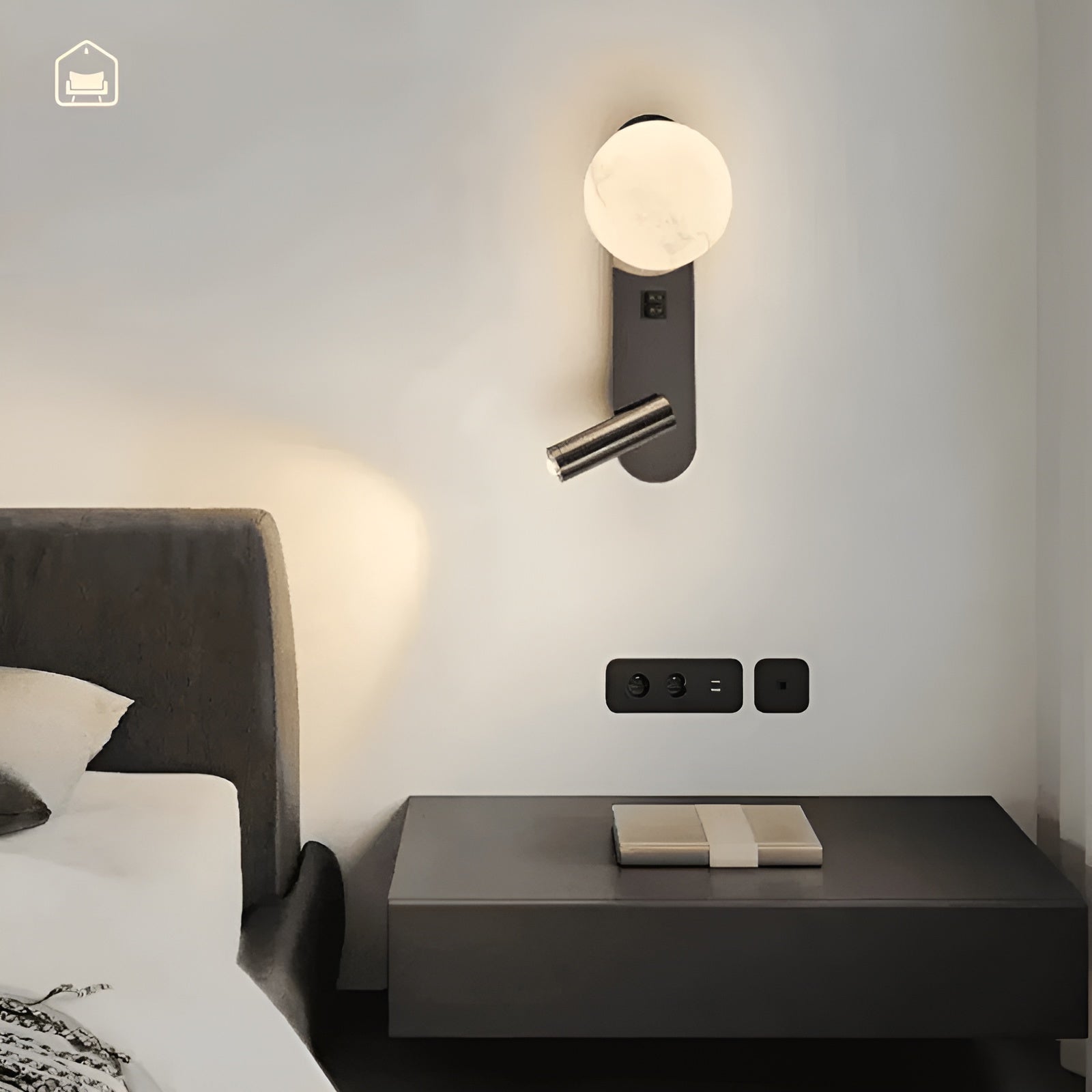 Applique Luxe Élégante Minimaliste | Salon Couloir et Chevet Noir Gauche ou Droite