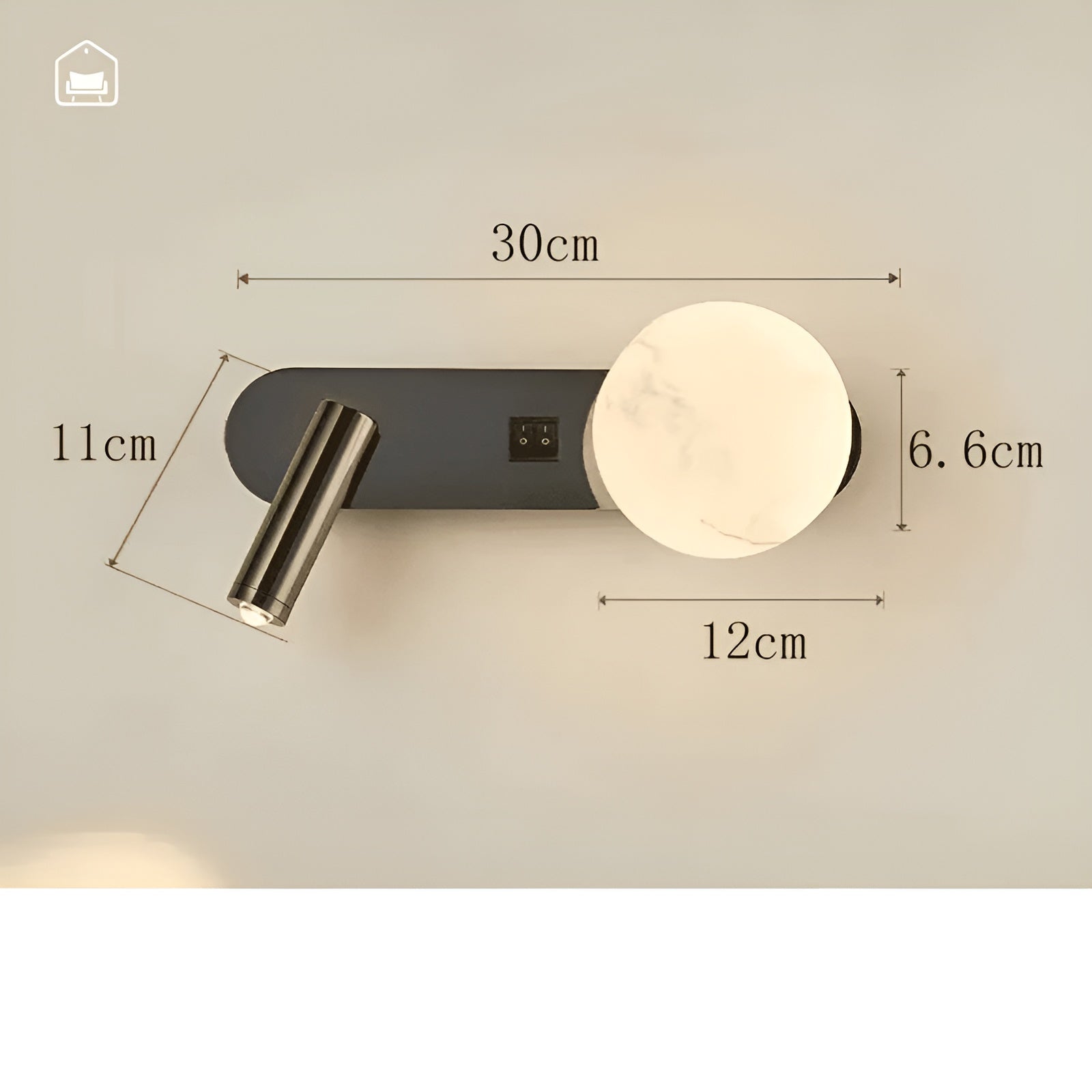 Applique Luxe Élégante Minimaliste | Salon Couloir et Chevet Noir Gauche ou Droite