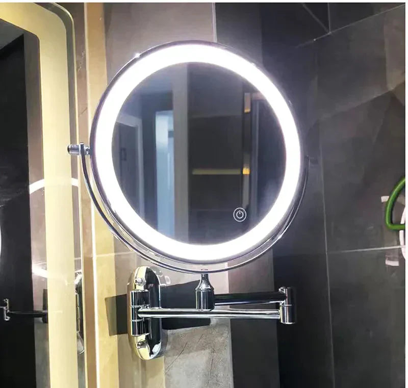 Miroir Grossissant LED Noir Rechargeable | Maquillage et Salle de Bain