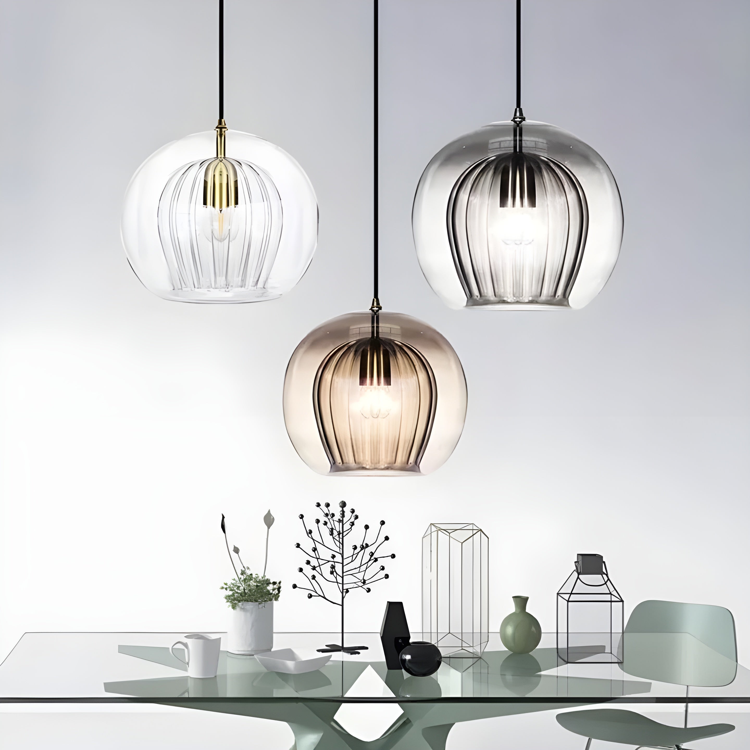 FrostedGlow Suspension Verre Dépoli Moderne | Douce Lumière Diffuse 15cm Transparent