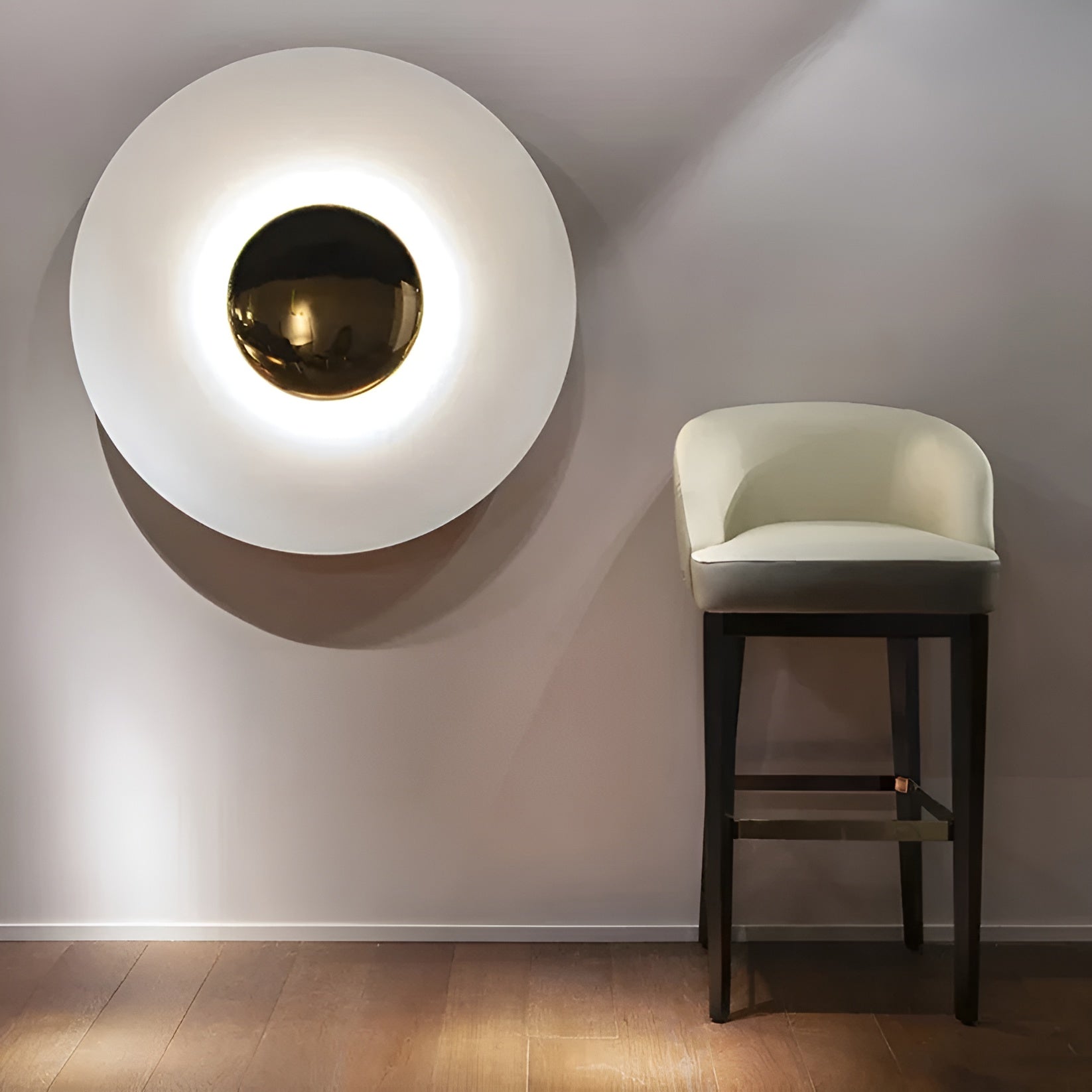 Applique Ronde LED Moderne Accent | Orange Doré Chaud 30cm Élégant