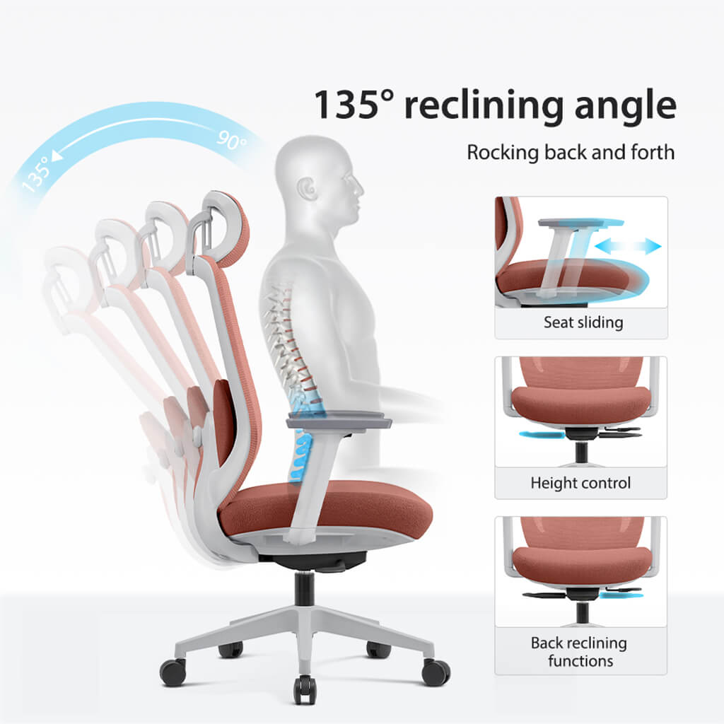 Chaise de Bureau Ergonomique Aera en Maille — 7 Couleurs disponibles
