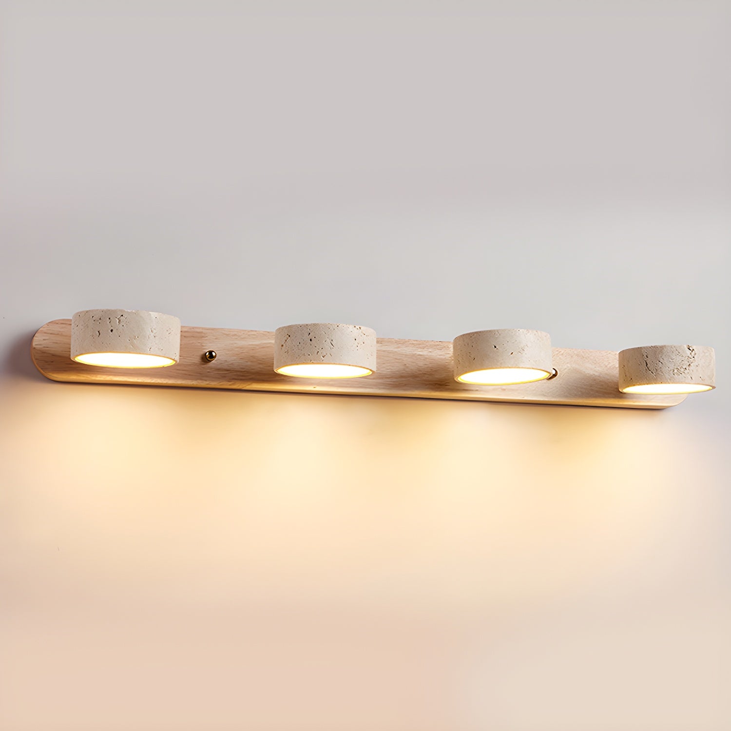Applique Travertin Bois Duo | 2 ou 3 Sources de Lumière LED Minimaliste