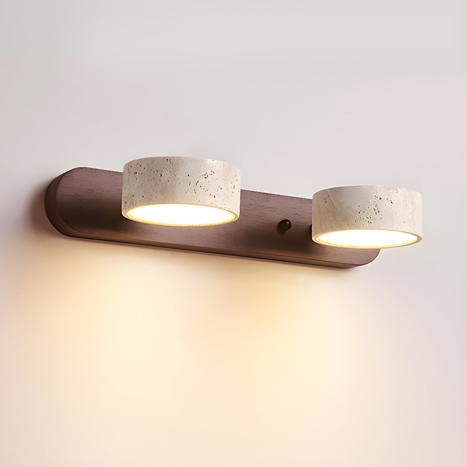 Applique Travertin Bois Duo | 2 ou 3 Sources de Lumière LED Minimaliste