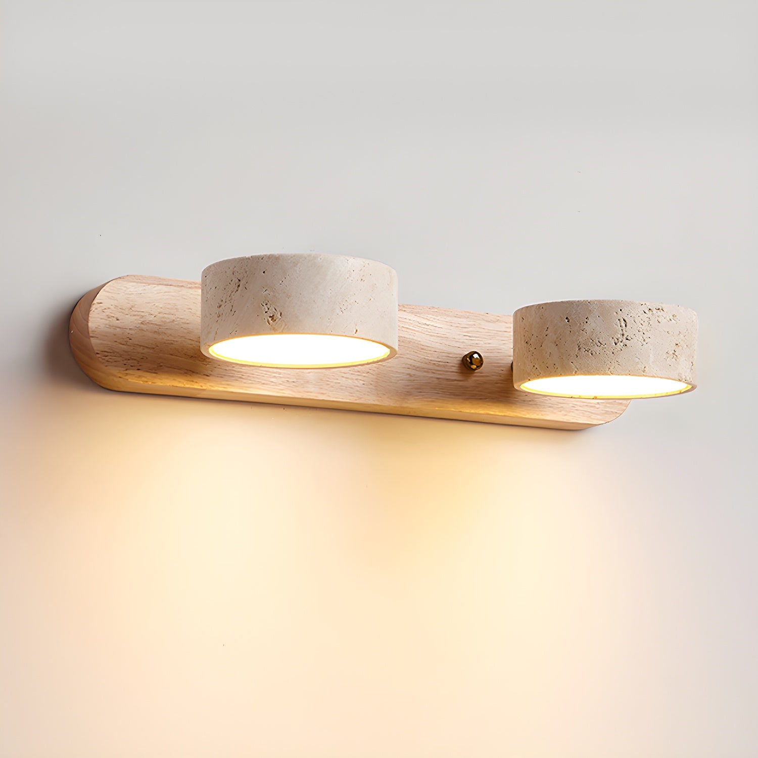 Applique Travertin Bois Duo | 2 ou 3 Sources de Lumière LED Minimaliste