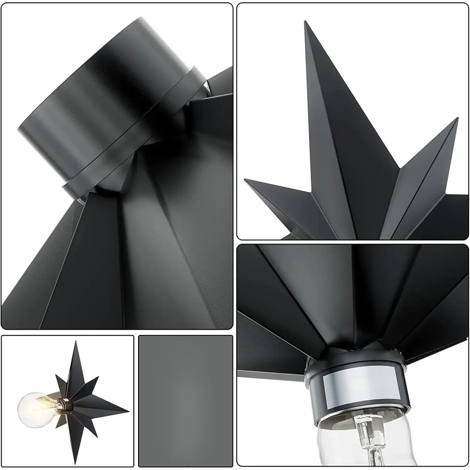 Applique LED Étoile Moderne Décorative | Ambiance Noire Ampoule Chaude ou Blanche