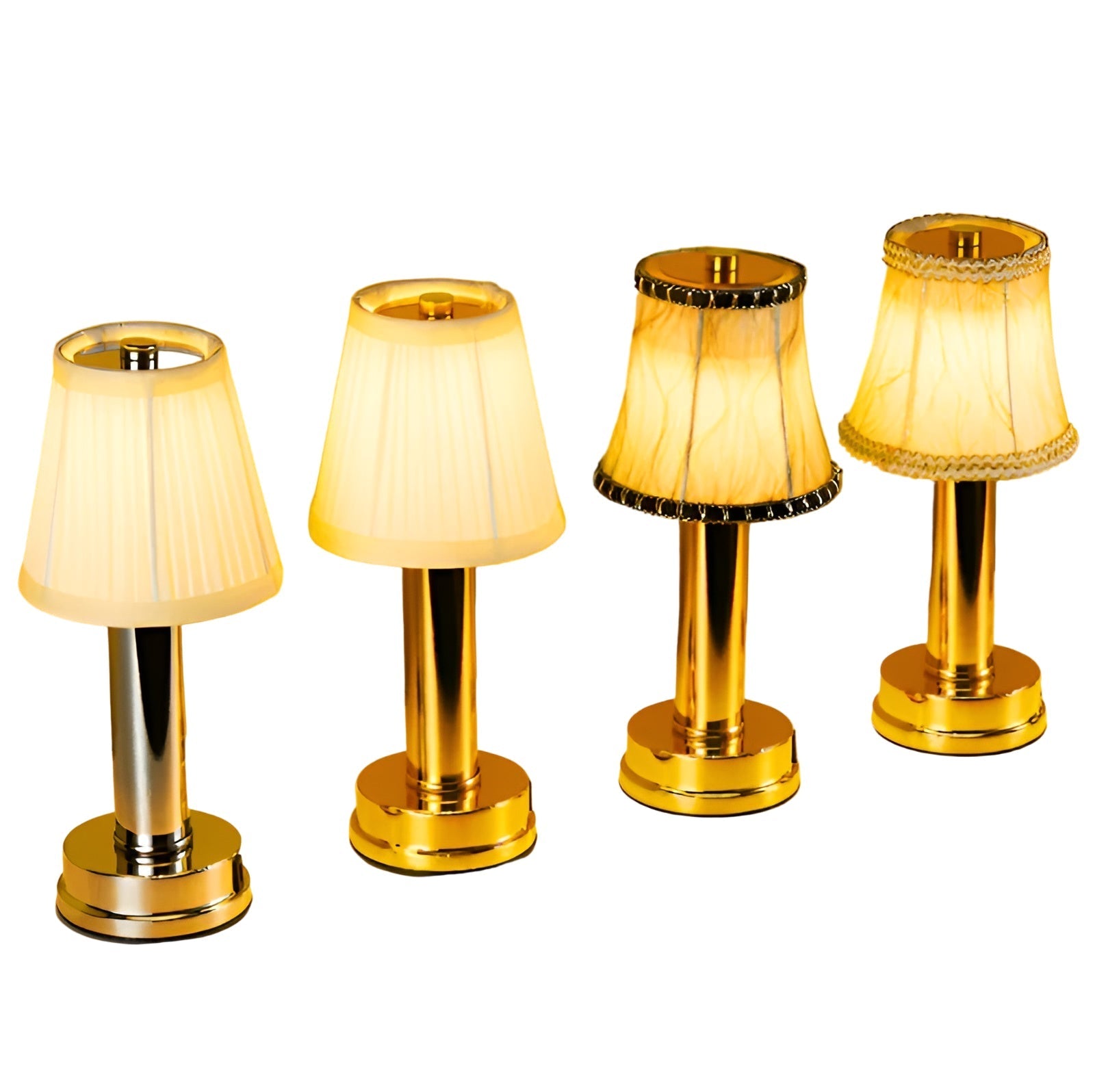 Lampe Aluminium Vintage Dimmable Abat-Jour Tissu | Salon et Bar Or