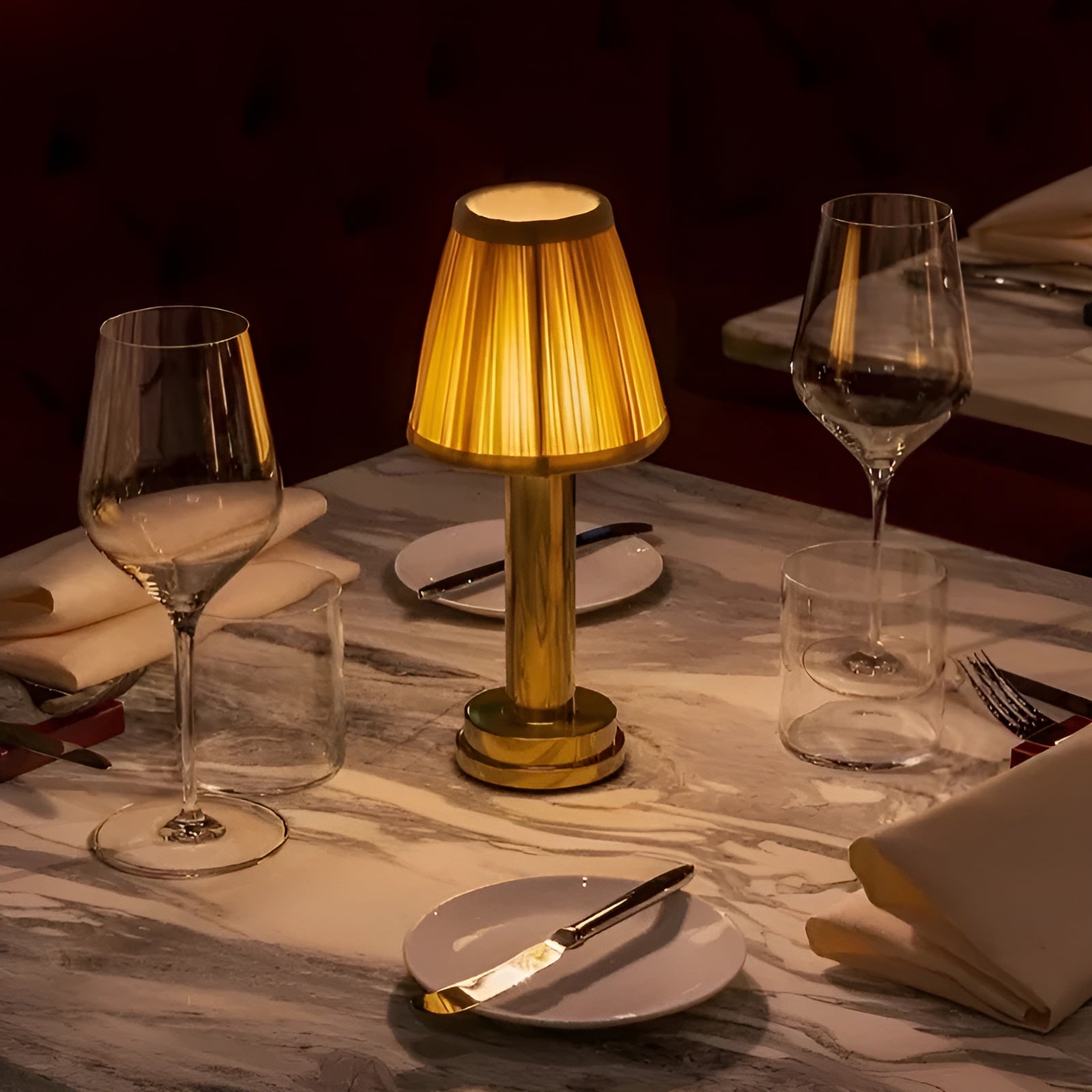 Lampe Aluminium Vintage Dimmable Abat-Jour Tissu | Salon et Bar Or