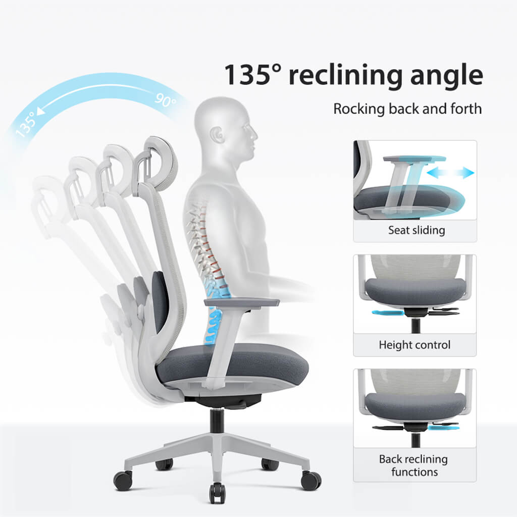 Chaise de Bureau Ergonomique Aera en Maille — 7 Couleurs disponibles