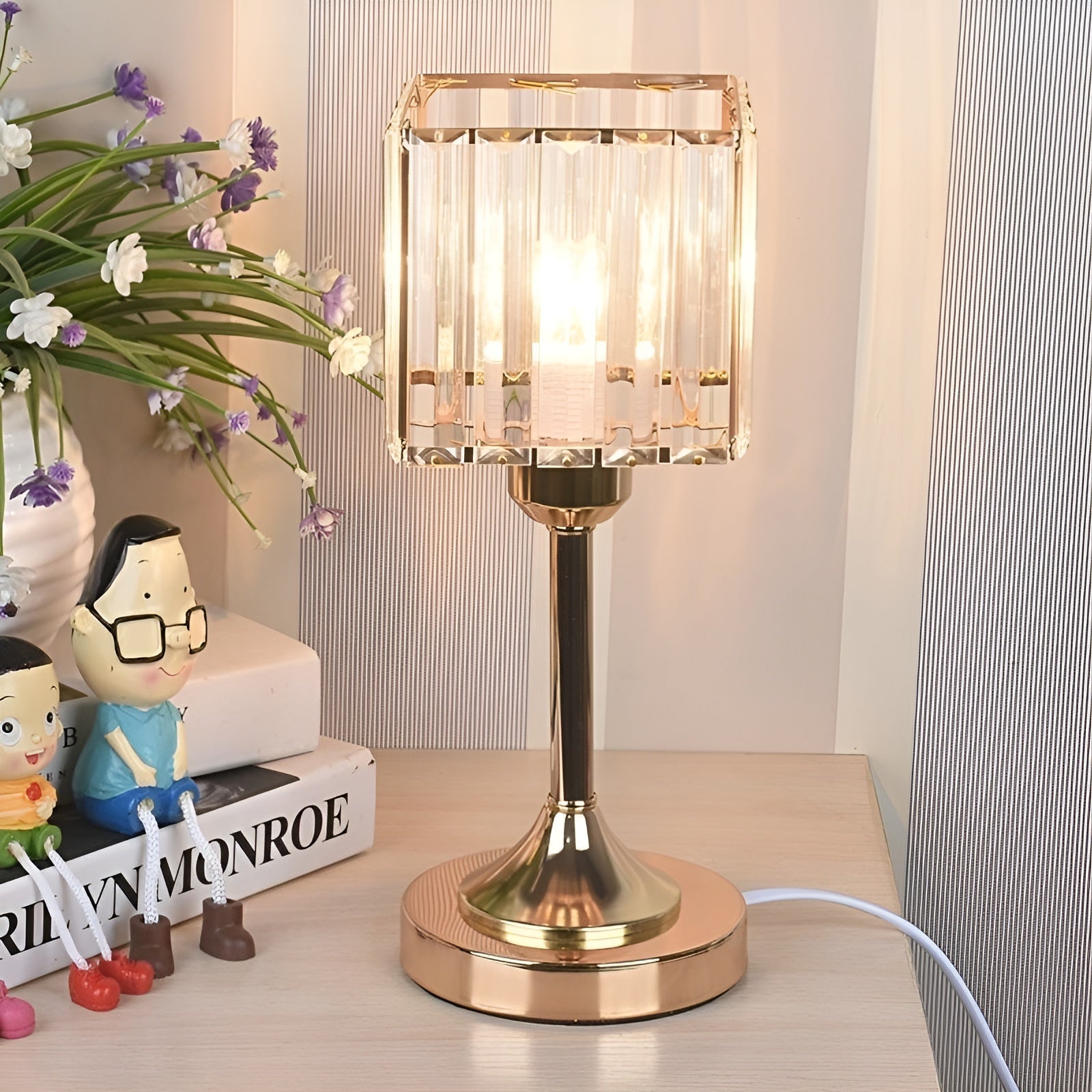 GlowGem Lampe Cristal Nordic LED USB Scintillante | Noir Rond ou Autres Formes